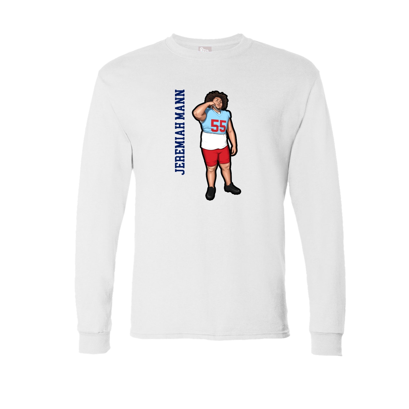 Long Sleeve Tee — Name Vertical in White