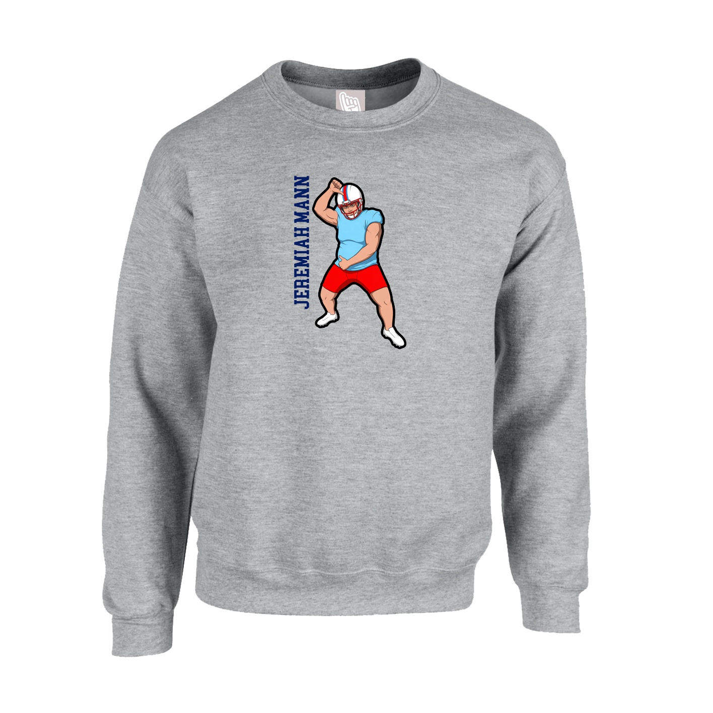 Fleece Crew — Name Vertical in Grey
