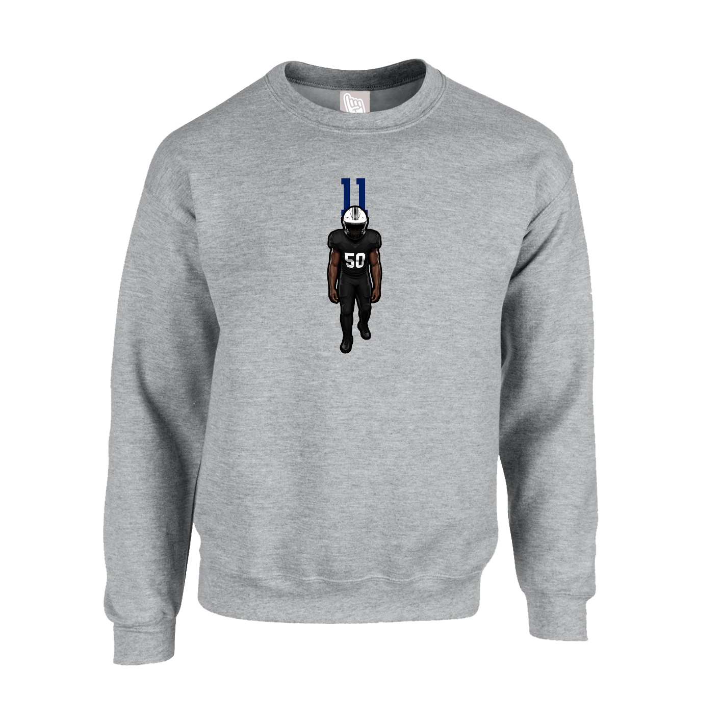 Fleece Crew — Number Top in Grey