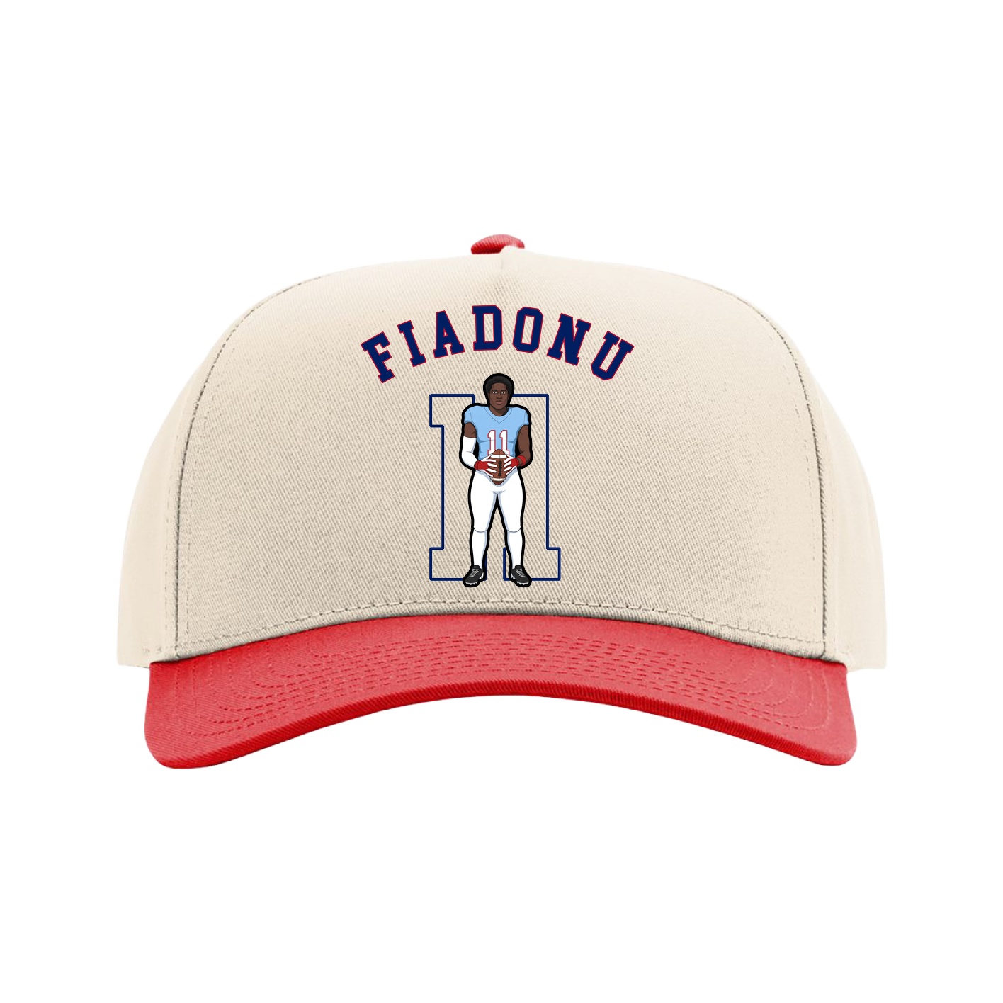 Full Fabric Five-Panel Champ Cap — Shirsey Arch in Cream/Red