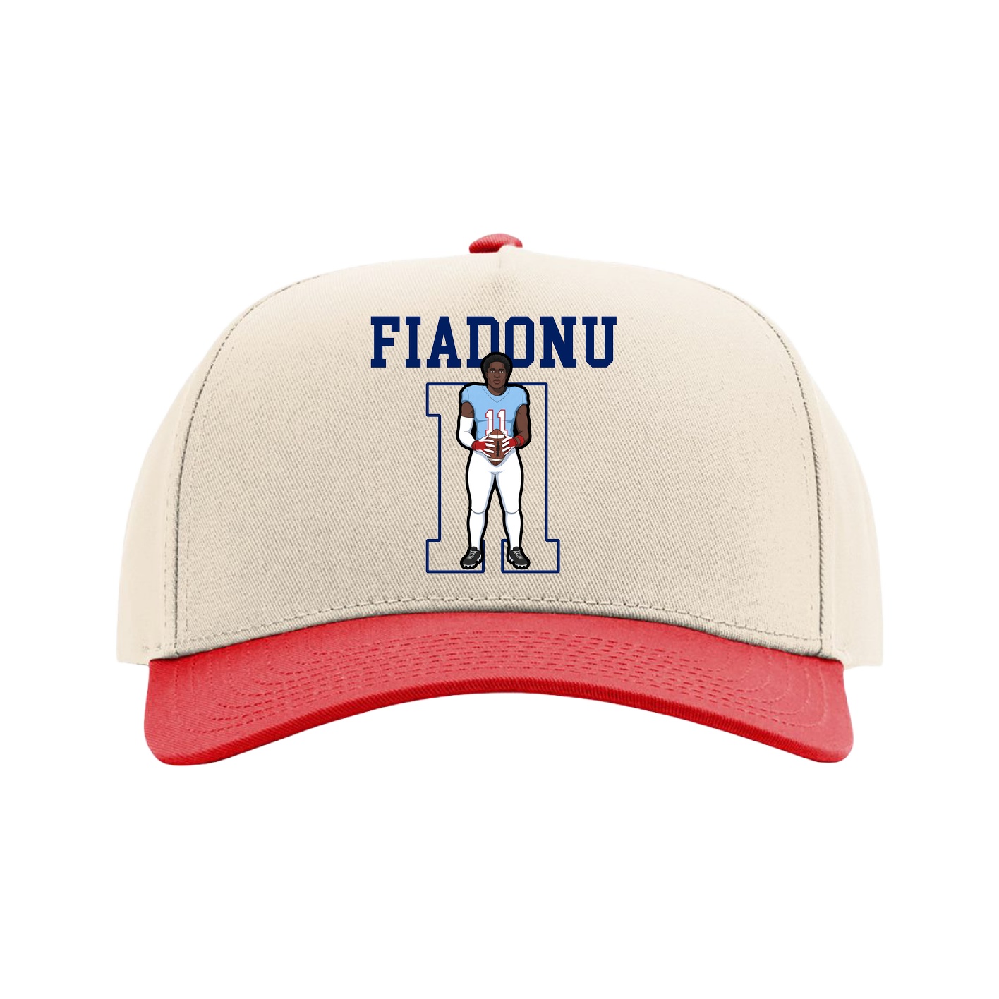 Full Fabric Five-Panel Champ Cap — Shirsey in Cream/Red