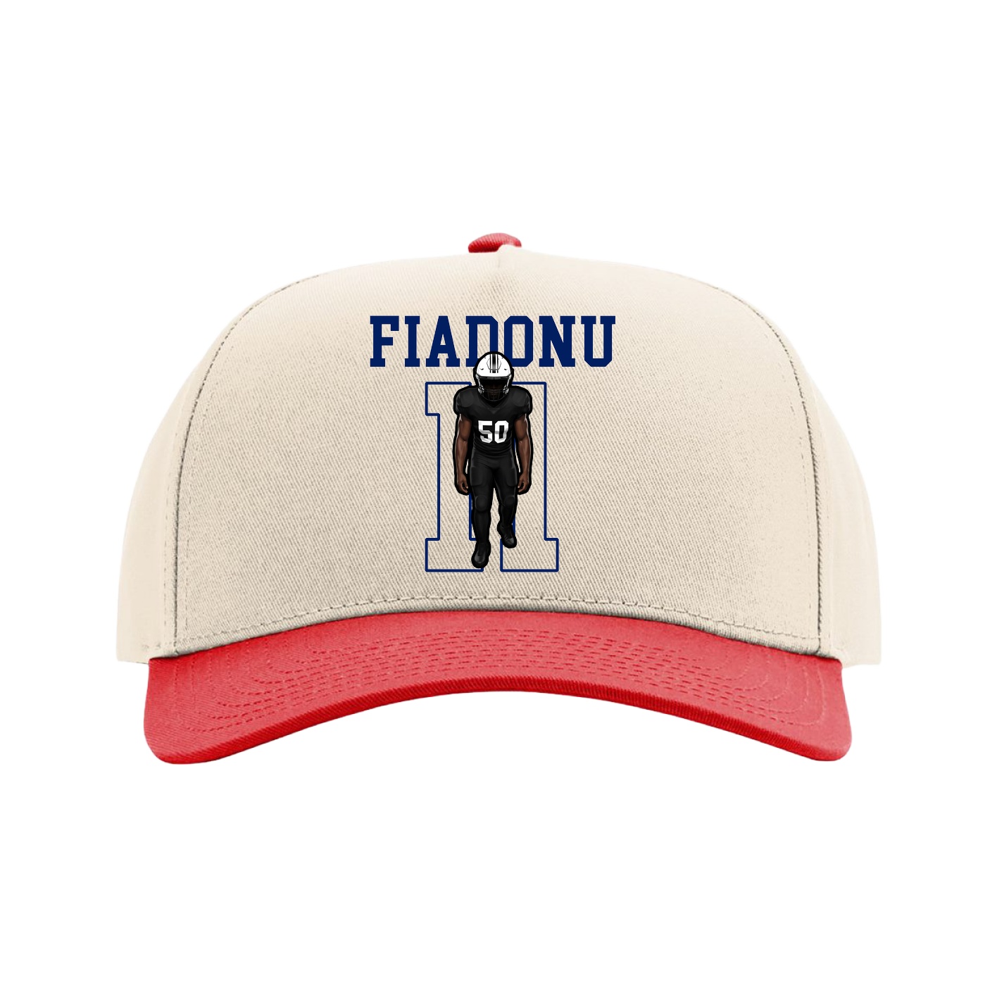 Full Fabric Five-Panel Champ Cap — Shirsey in Cream/Red