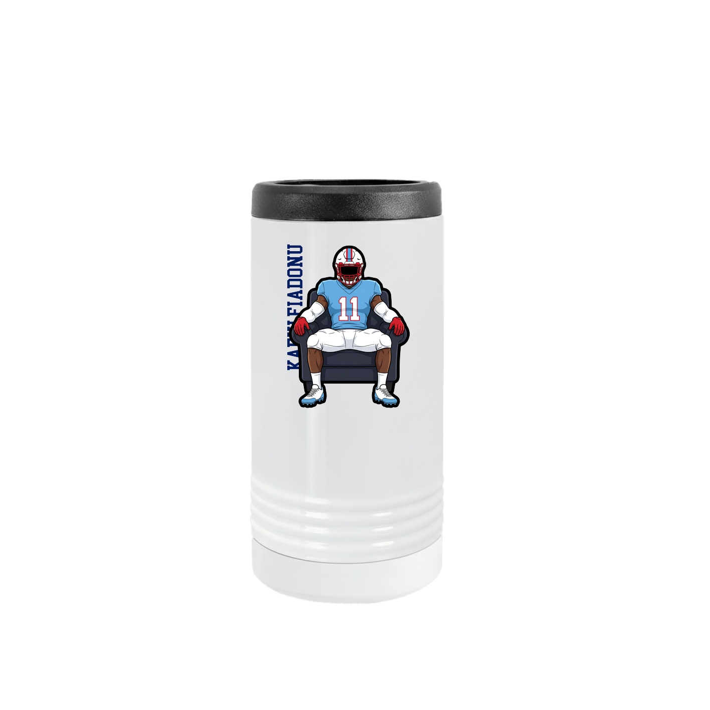 Slim Beverage Holder — Name Vertical in White