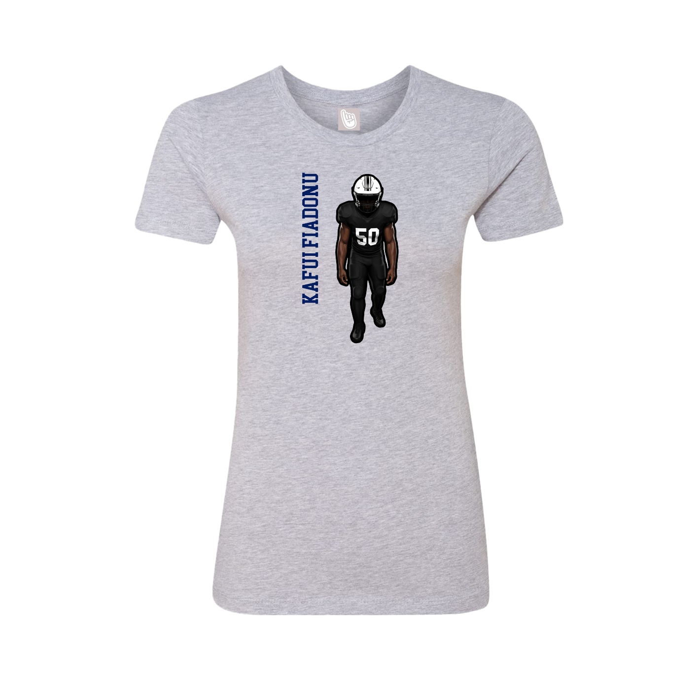 Fitted Women's Tee — Name Vertical in Grey