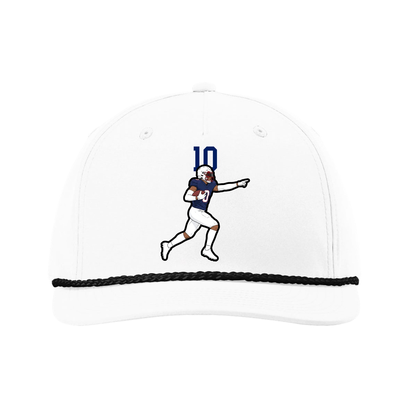 Five-Panel Classic Rope Cap — Number Top in White