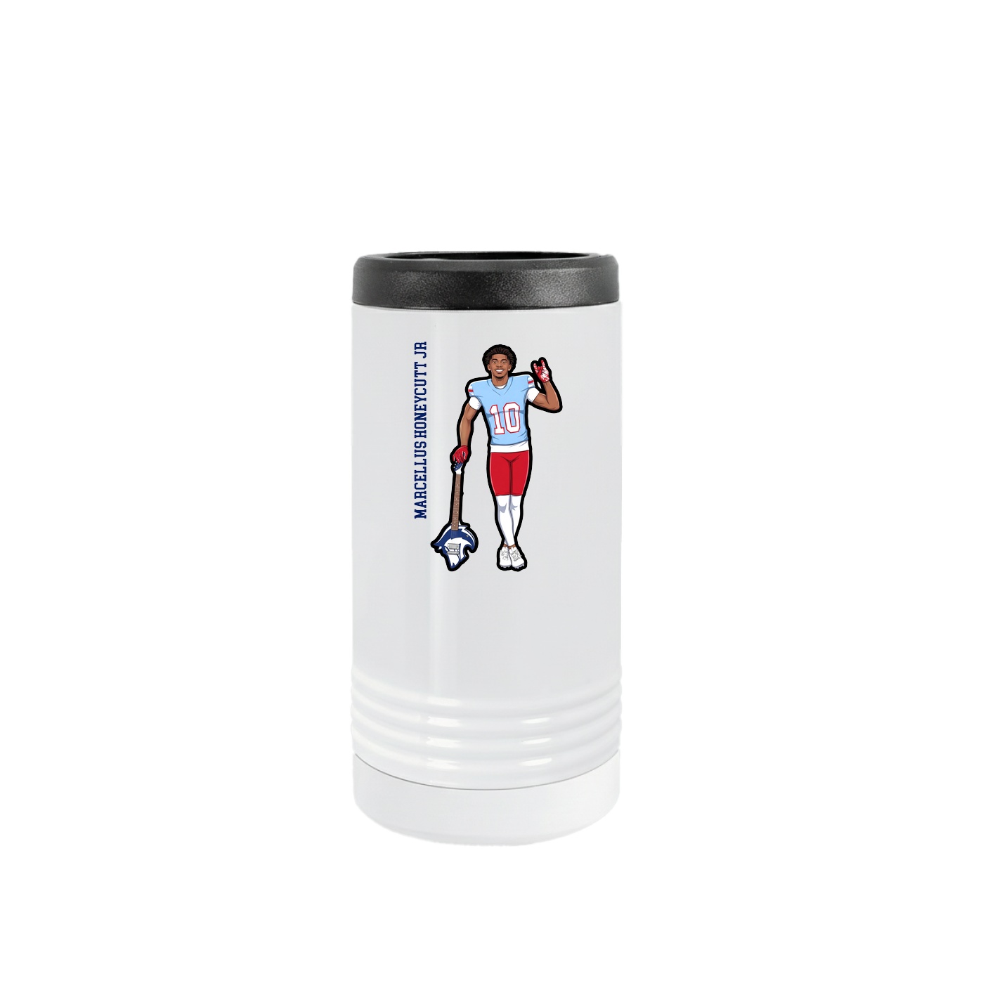 Slim Beverage Holder — Name Vertical in White