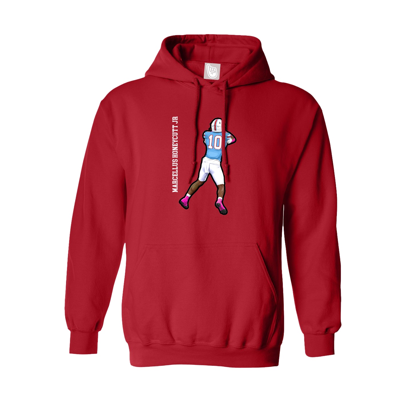 Hoodie — Name Vertical in Red