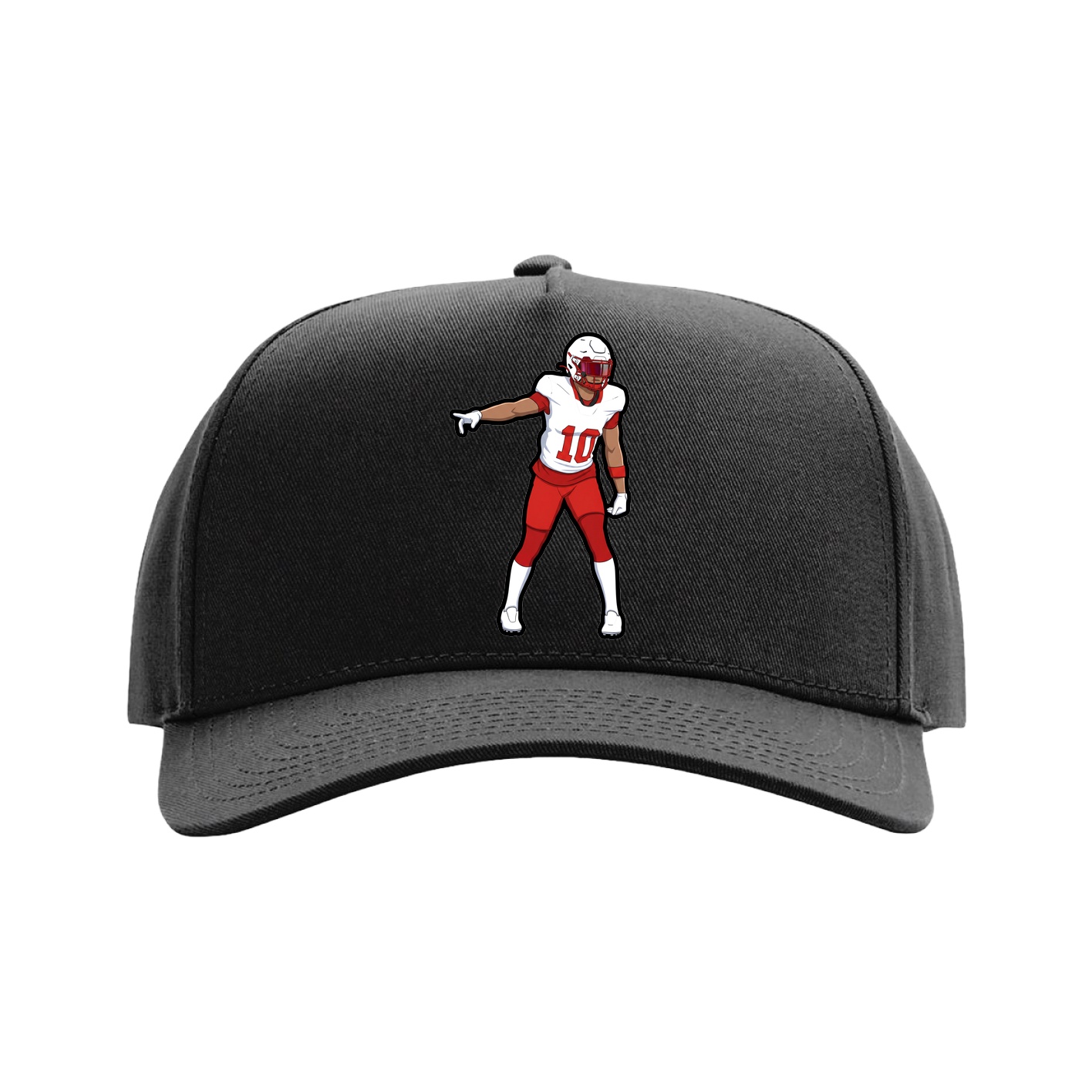 Full Fabric Five-Panel Champ Cap — Name Vertical in Black