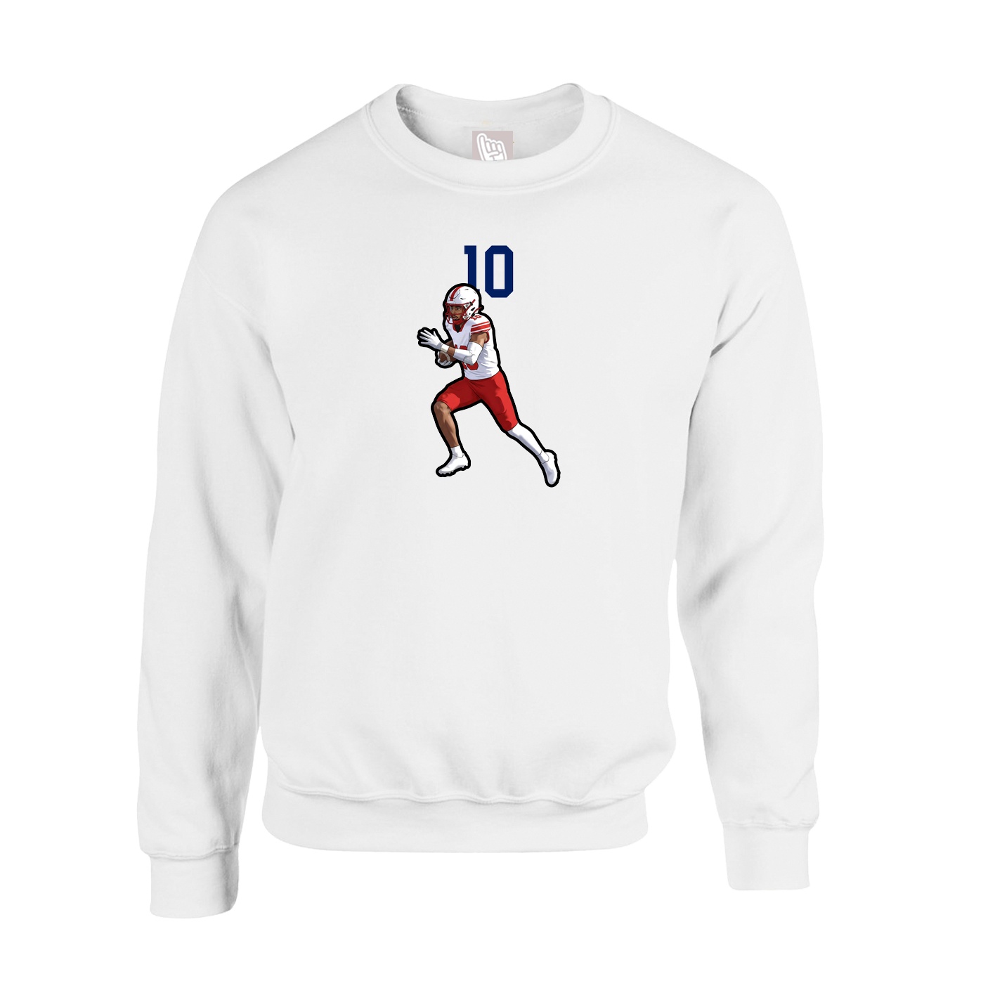Fleece Crew — Number Top in White