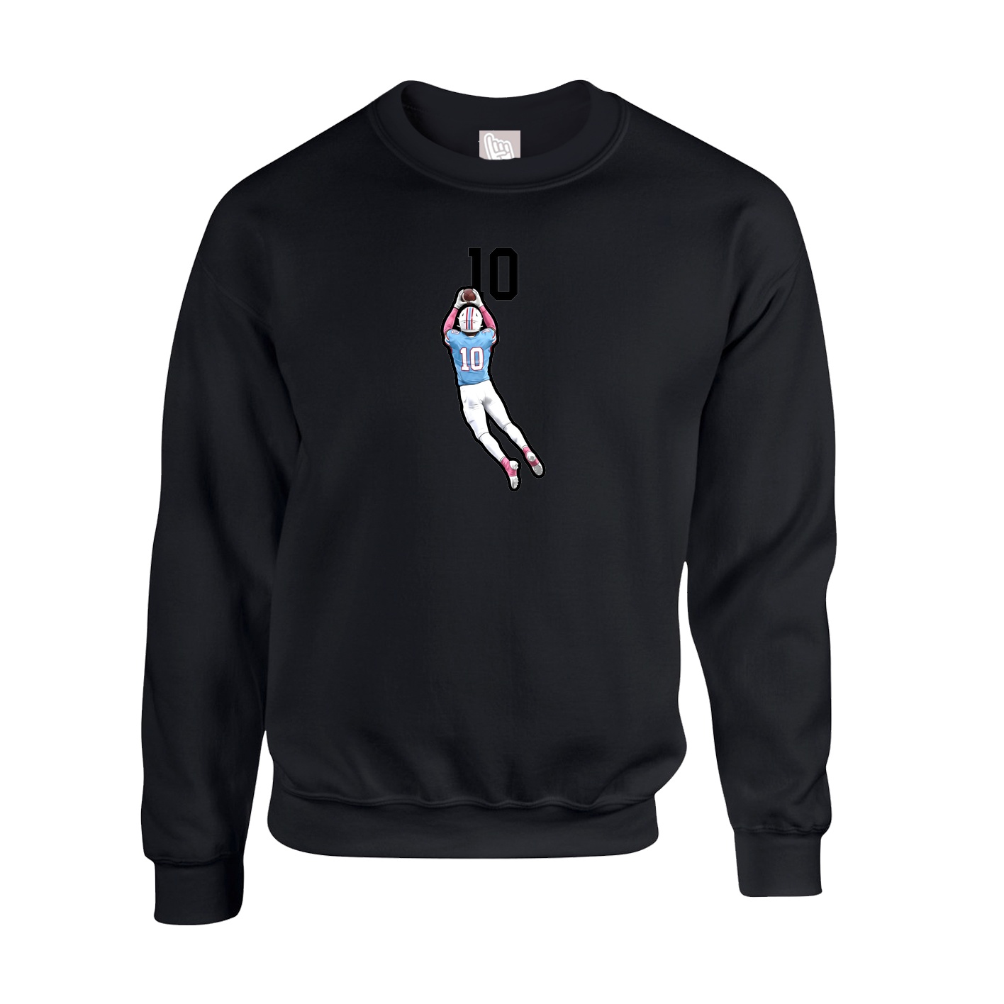 Fleece Crew — Number Top in Black