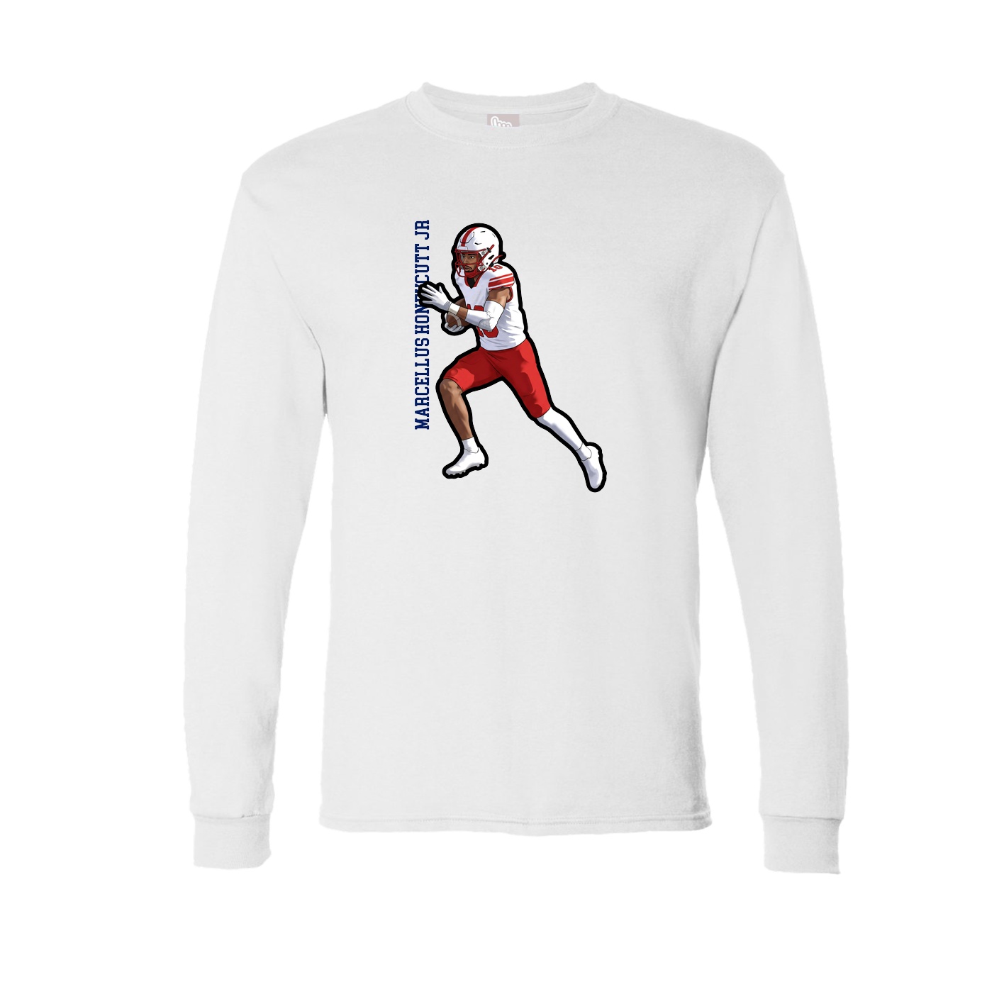 Long Sleeve Tee — Name Vertical in White