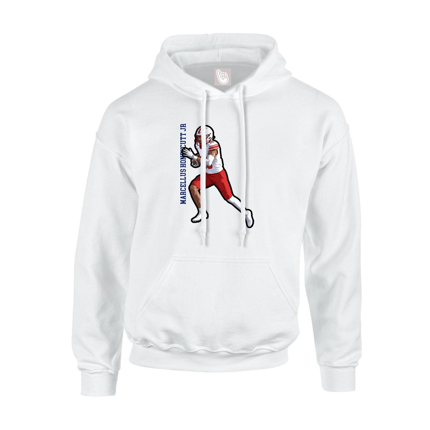 Youth Hoodie — Name Vertical in White