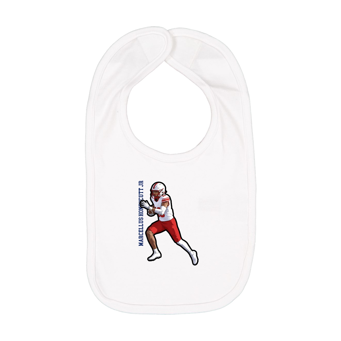 Infant Bib — Name Vertical in White