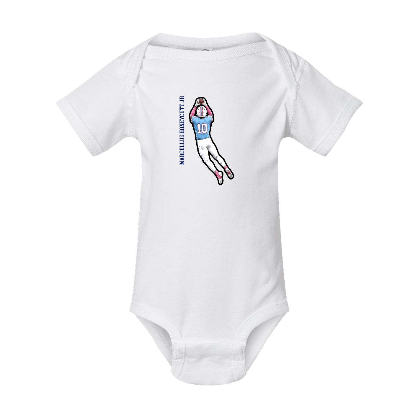 Baby Onesie — Name Vertical in White
