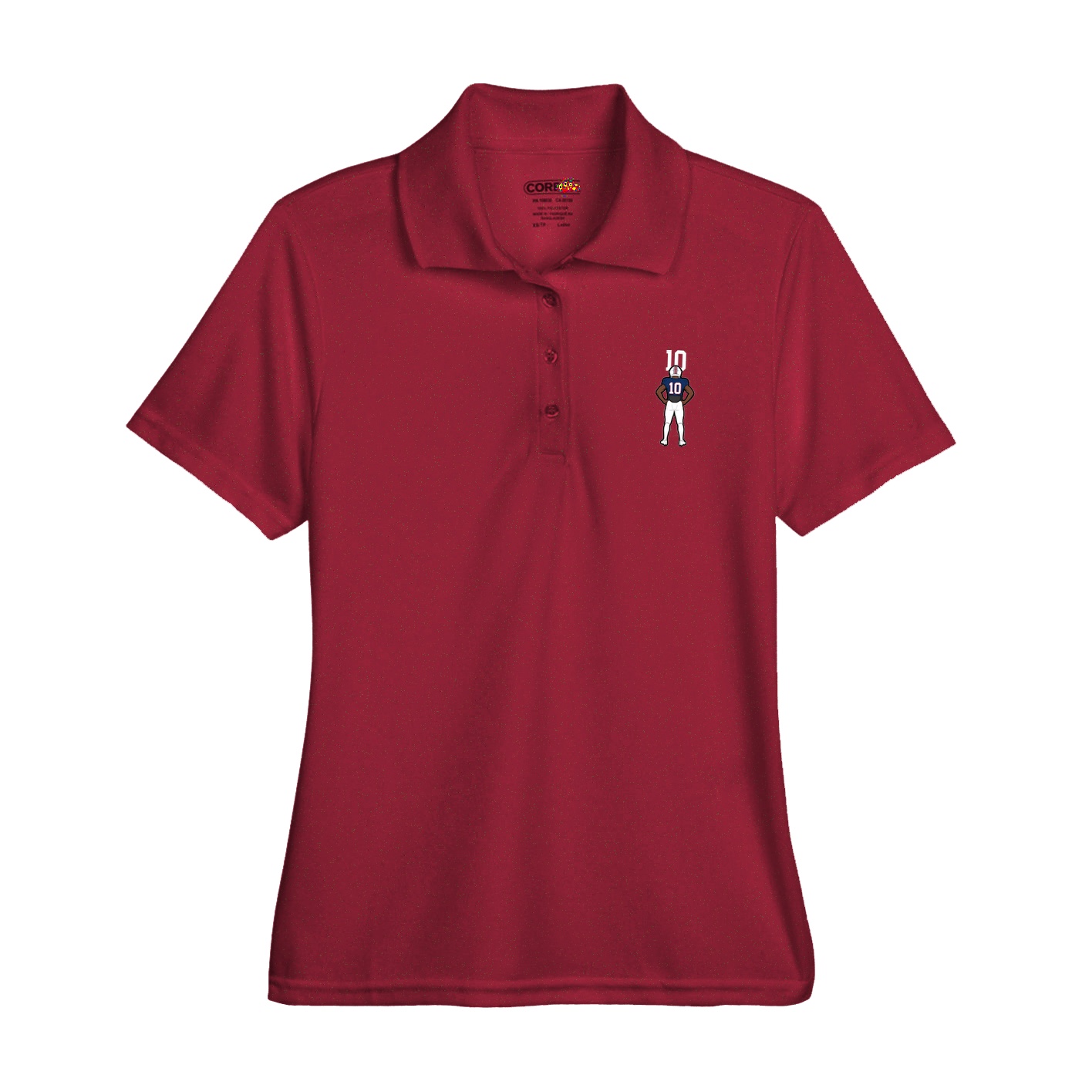 Womens Performance Polo — Number Top in Red
