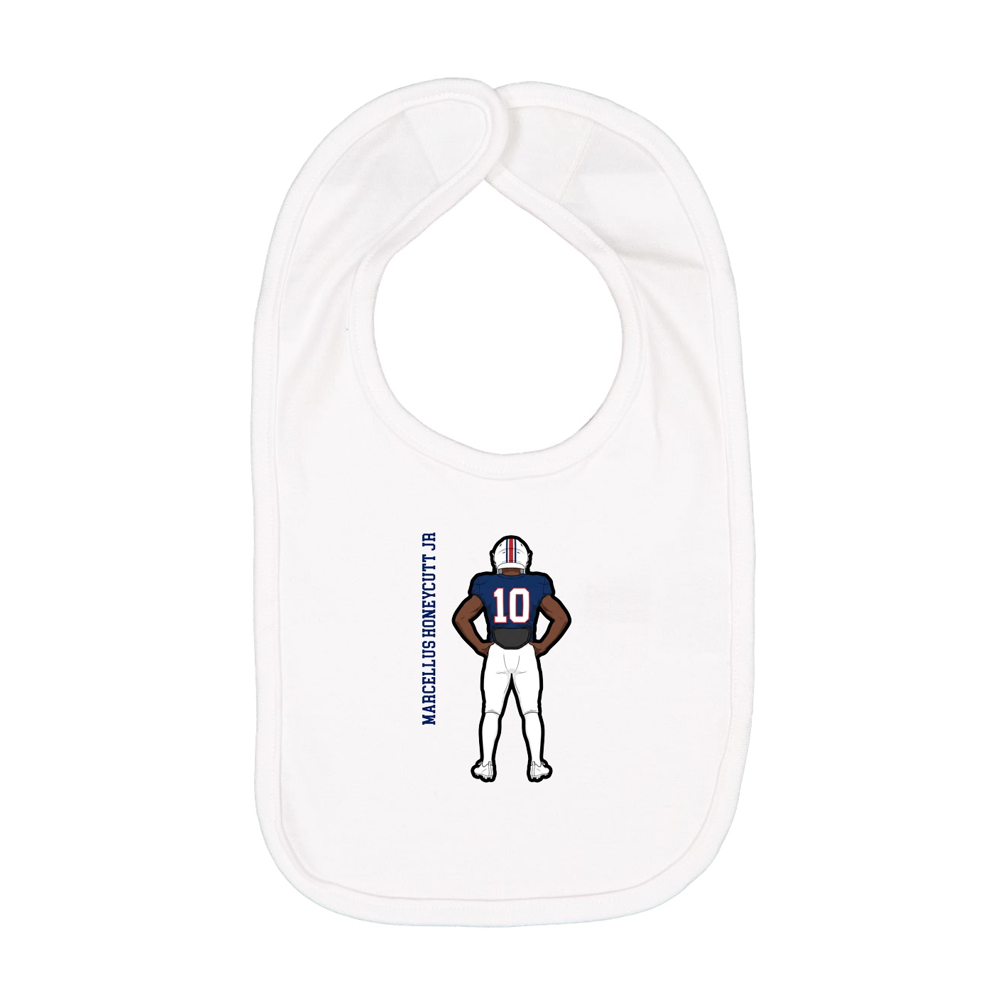Infant Bib — Name Vertical in White