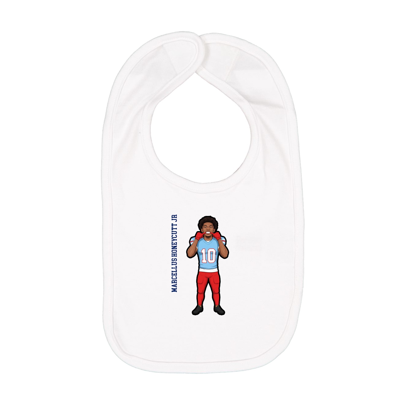 Infant Bib — Name Vertical in White