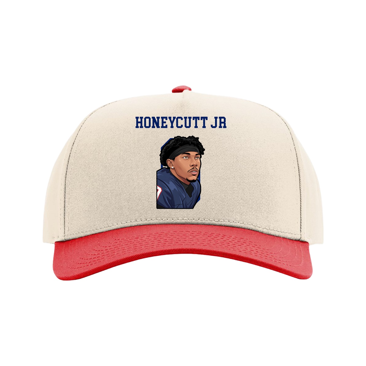 Full Fabric Five-Panel Champ Cap — Shirsey in Cream/Red