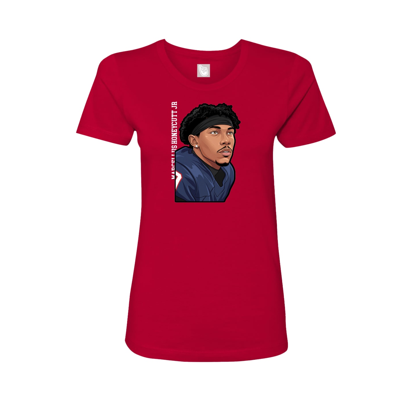 Fitted Women's Tee — Name Vertical in Red
