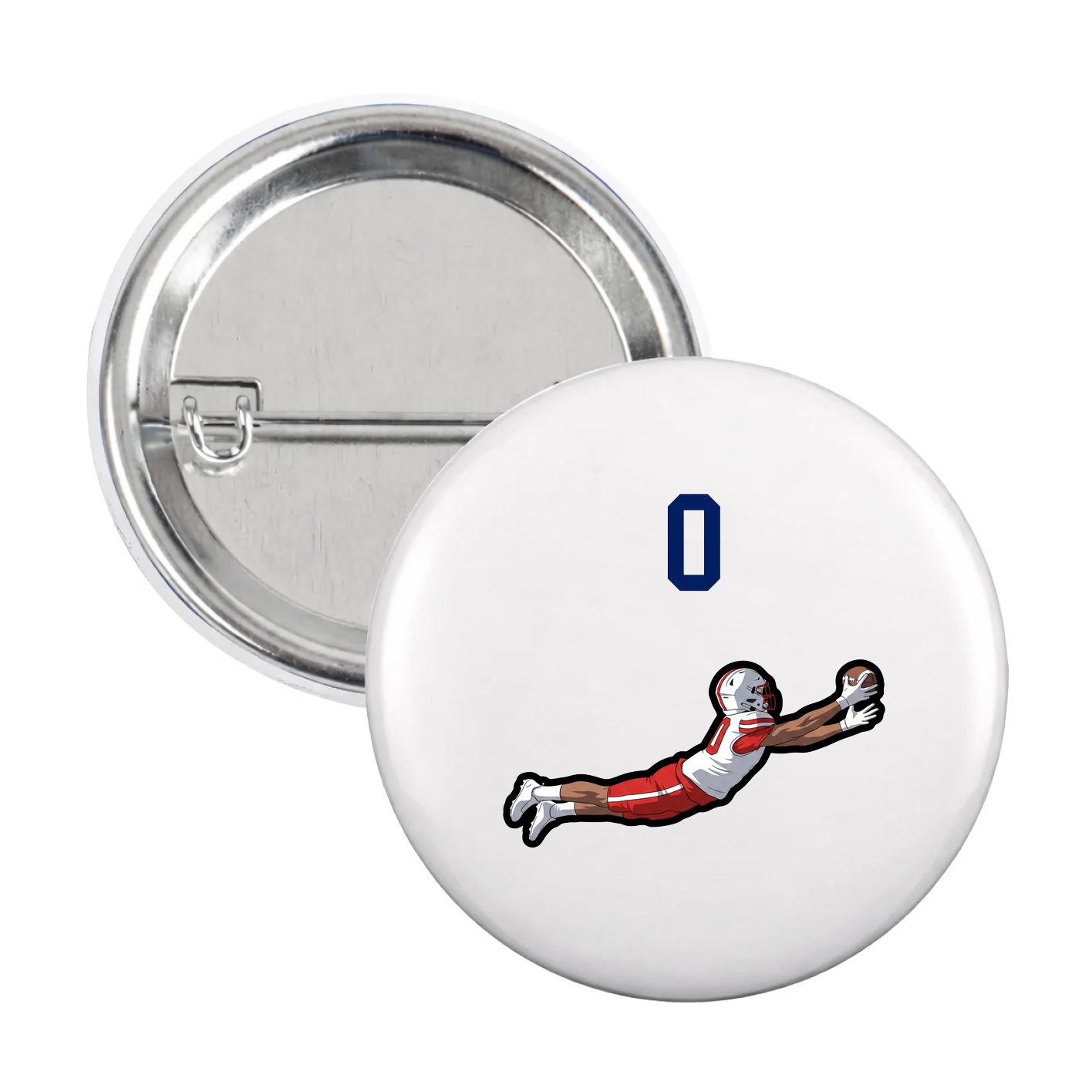 Game Day Button — Number Top in White