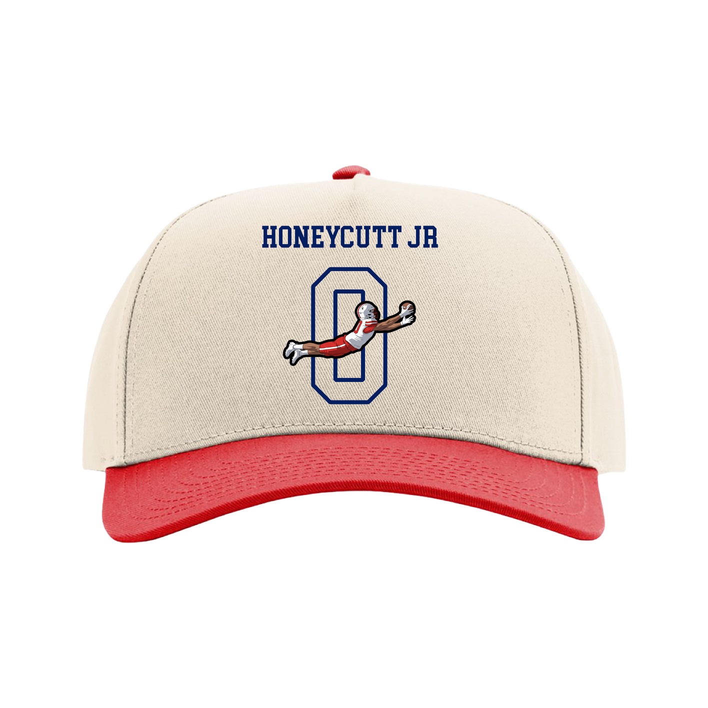 Full Fabric Five-Panel Champ Cap — Shirsey in Cream/Red