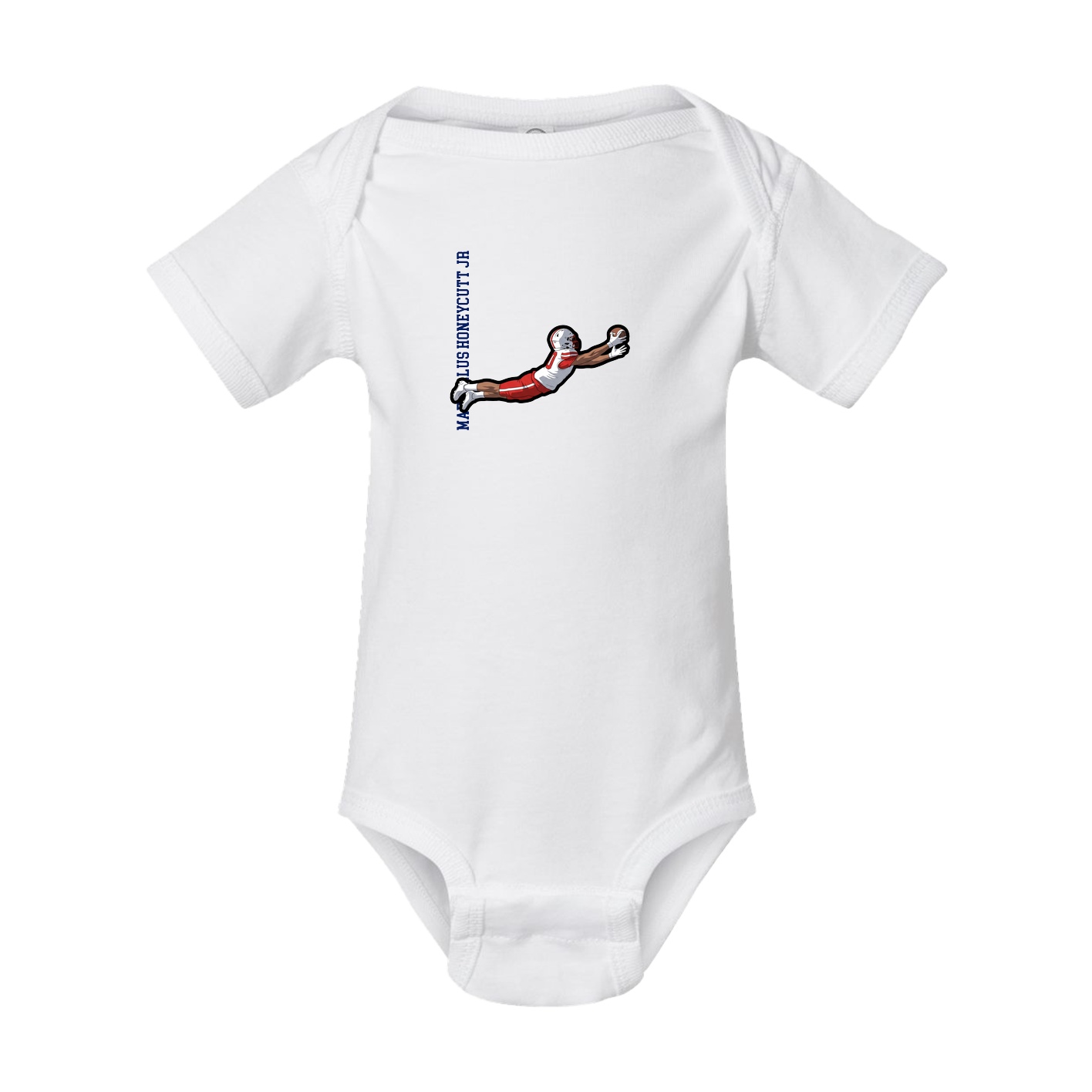 Baby Onesie — Name Vertical in White