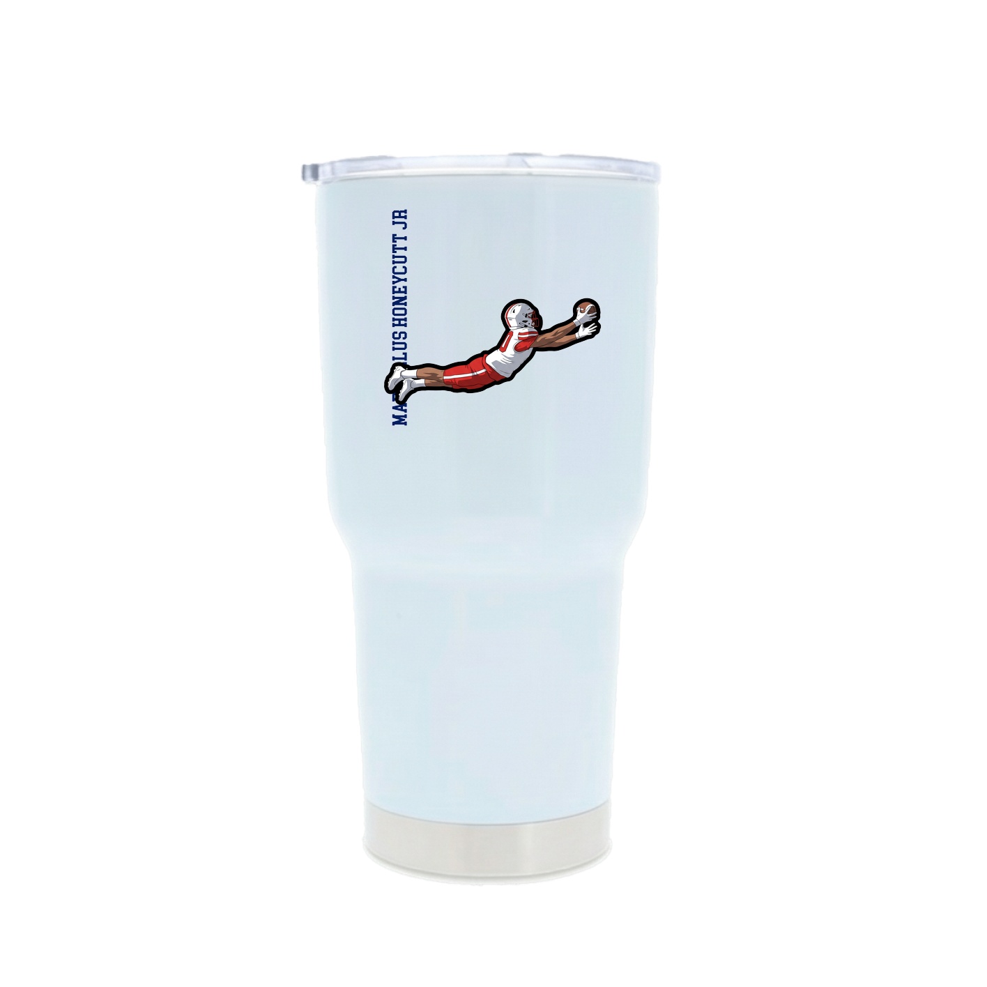 30oz Stainless Steel Tumbler — Name Vertical in White