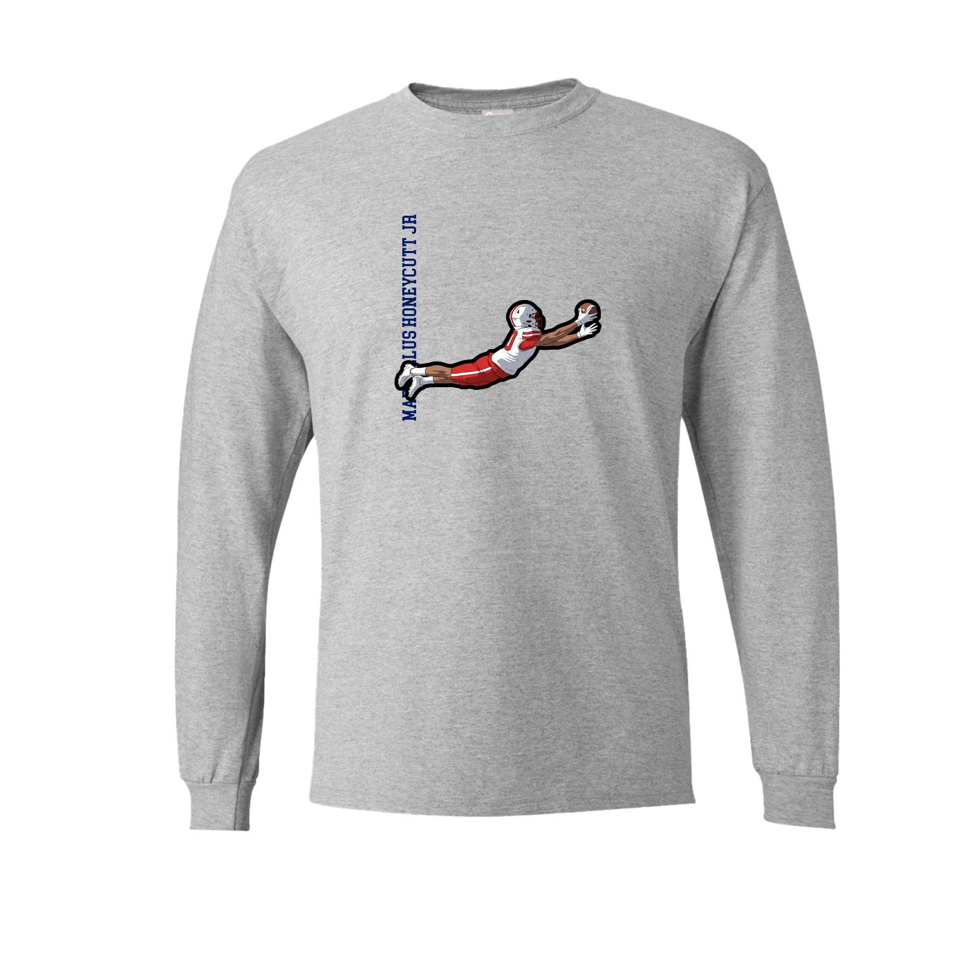 Long Sleeve Tee — Name Vertical in Grey