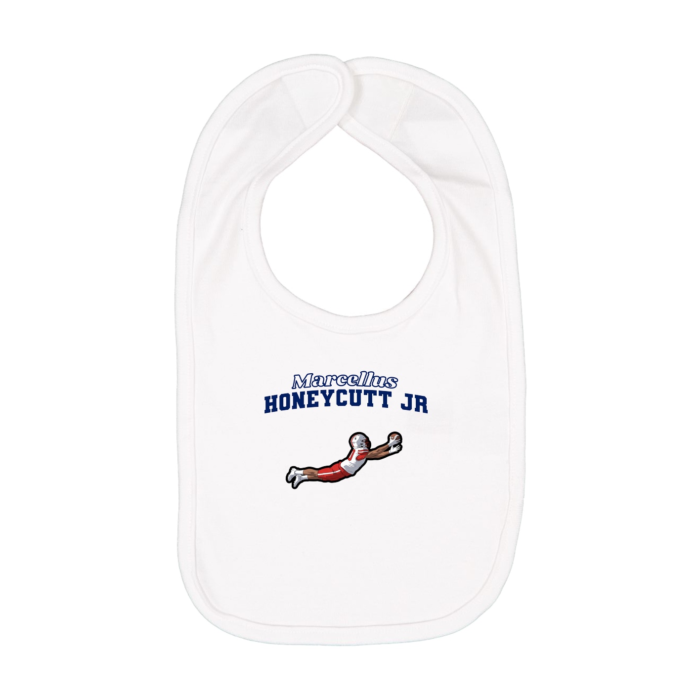 Infant Bib — Name Arch in White