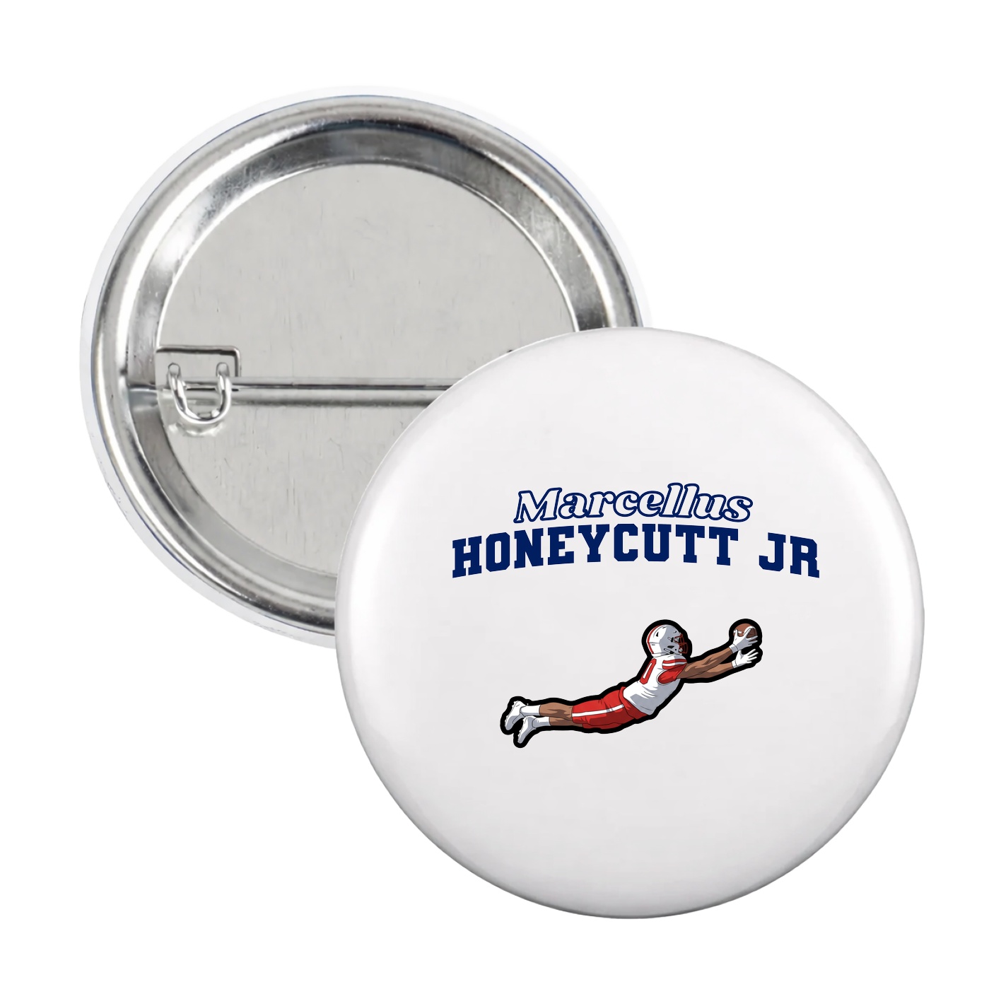 Game Day Button — Name Arch in White