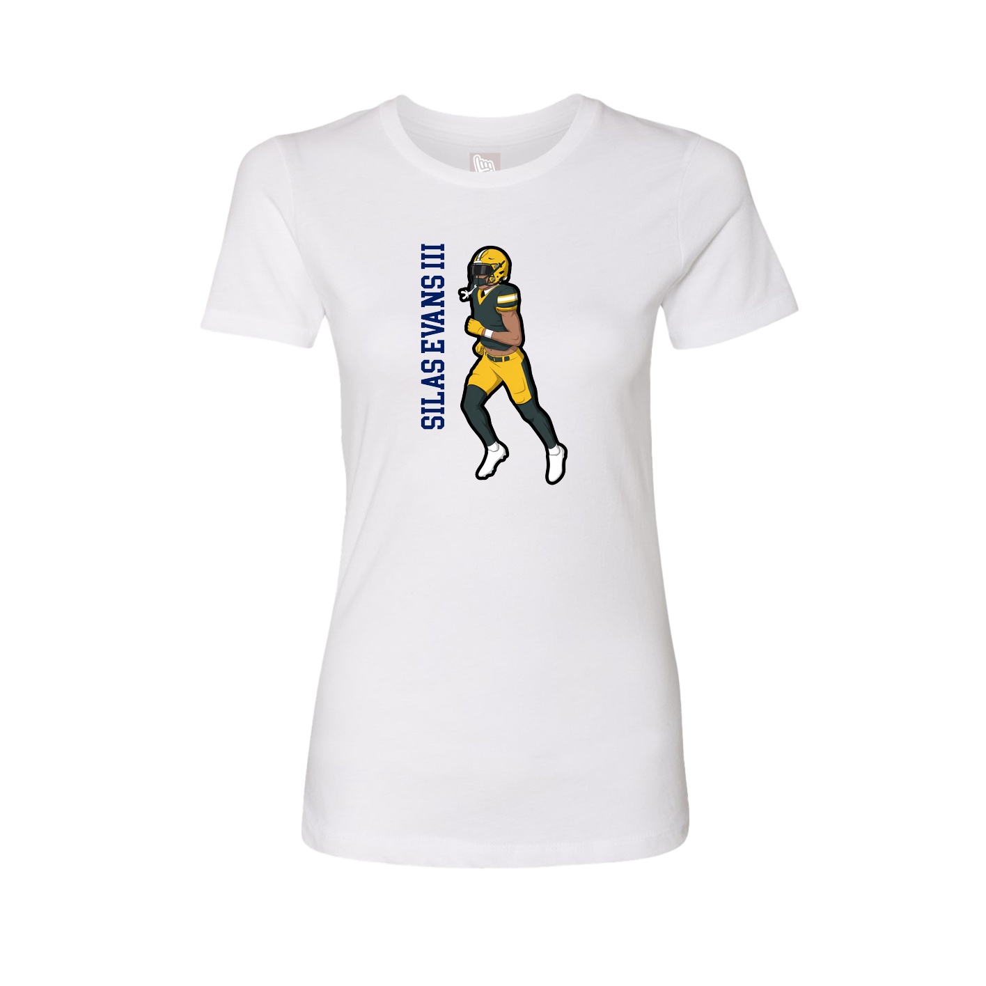 Womens Tee — Name Vertical in White
