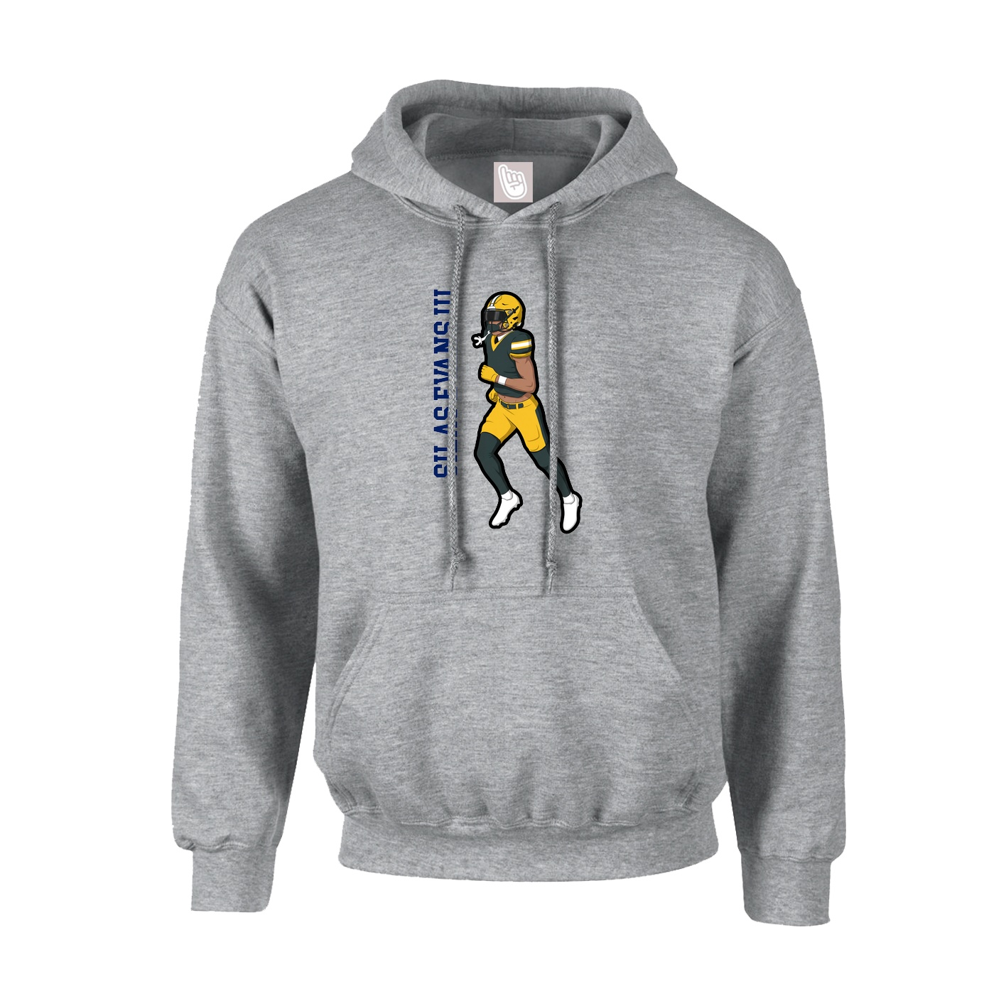 Hoodie — Name Vertical in Grey