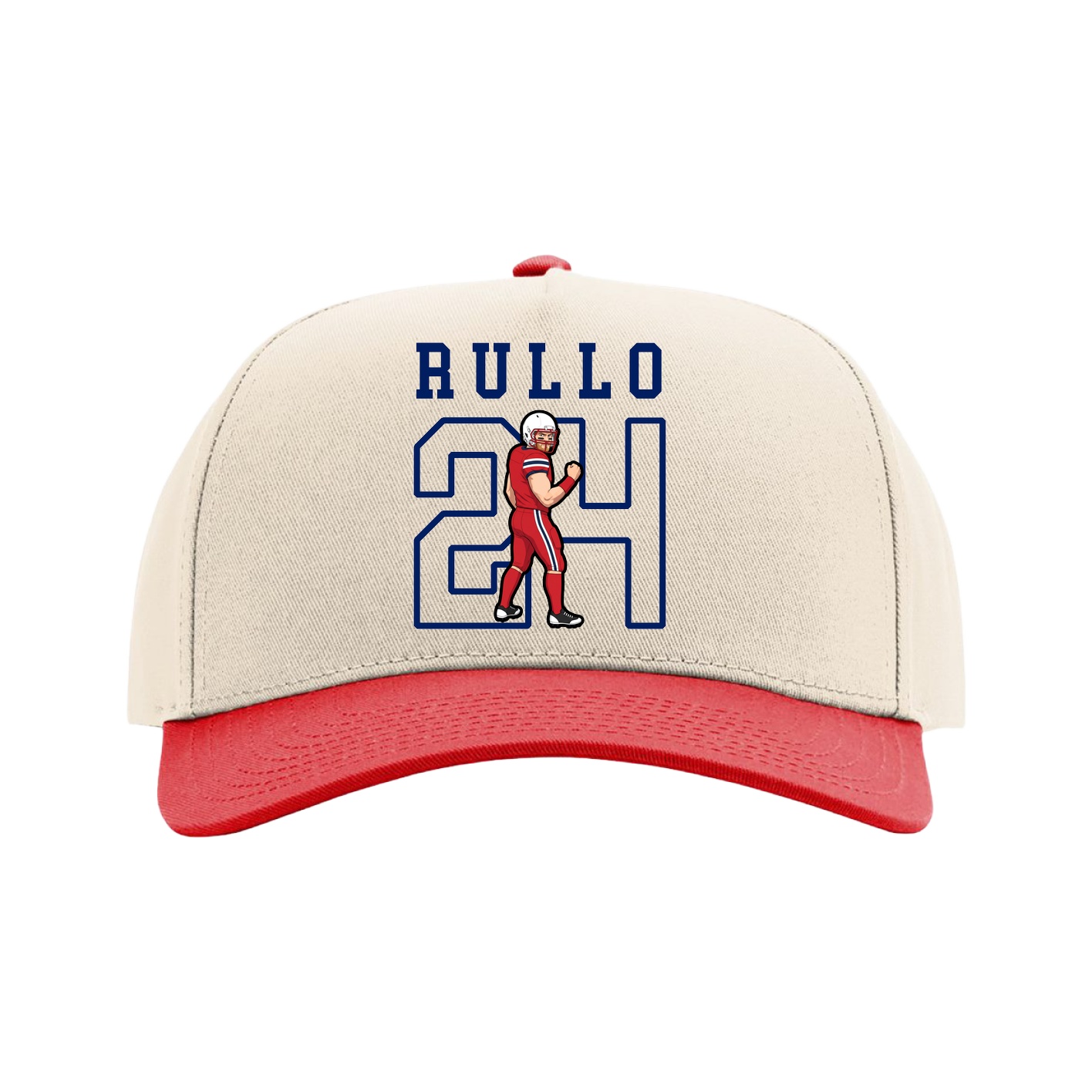 Full Fabric Five-Panel Champ Cap — Shirsey in Cream/Red