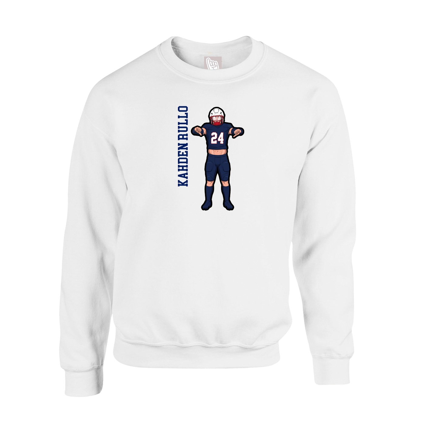 Fleece Crew — Name Vertical in White