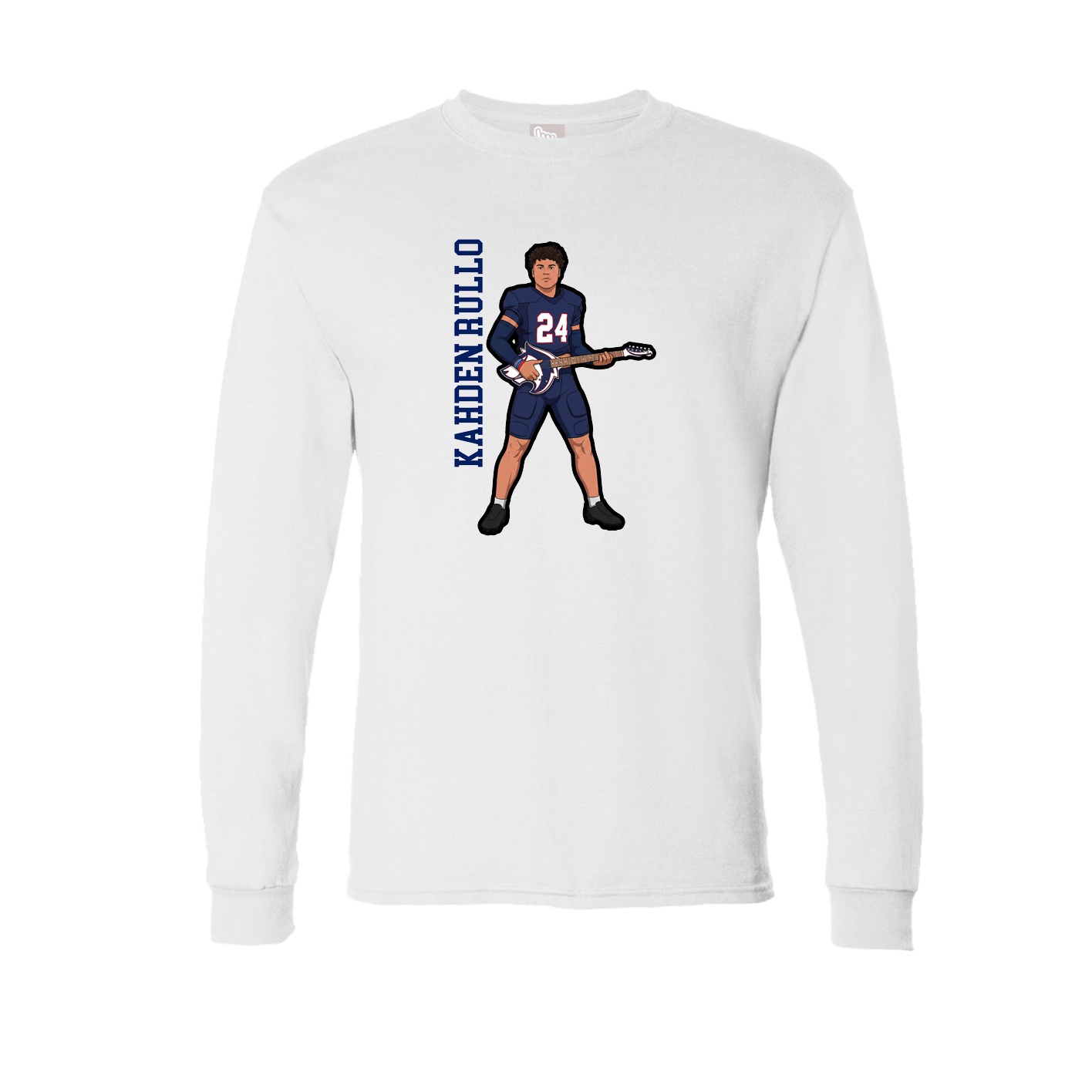 Long Sleeve Tee — Name Vertical in White