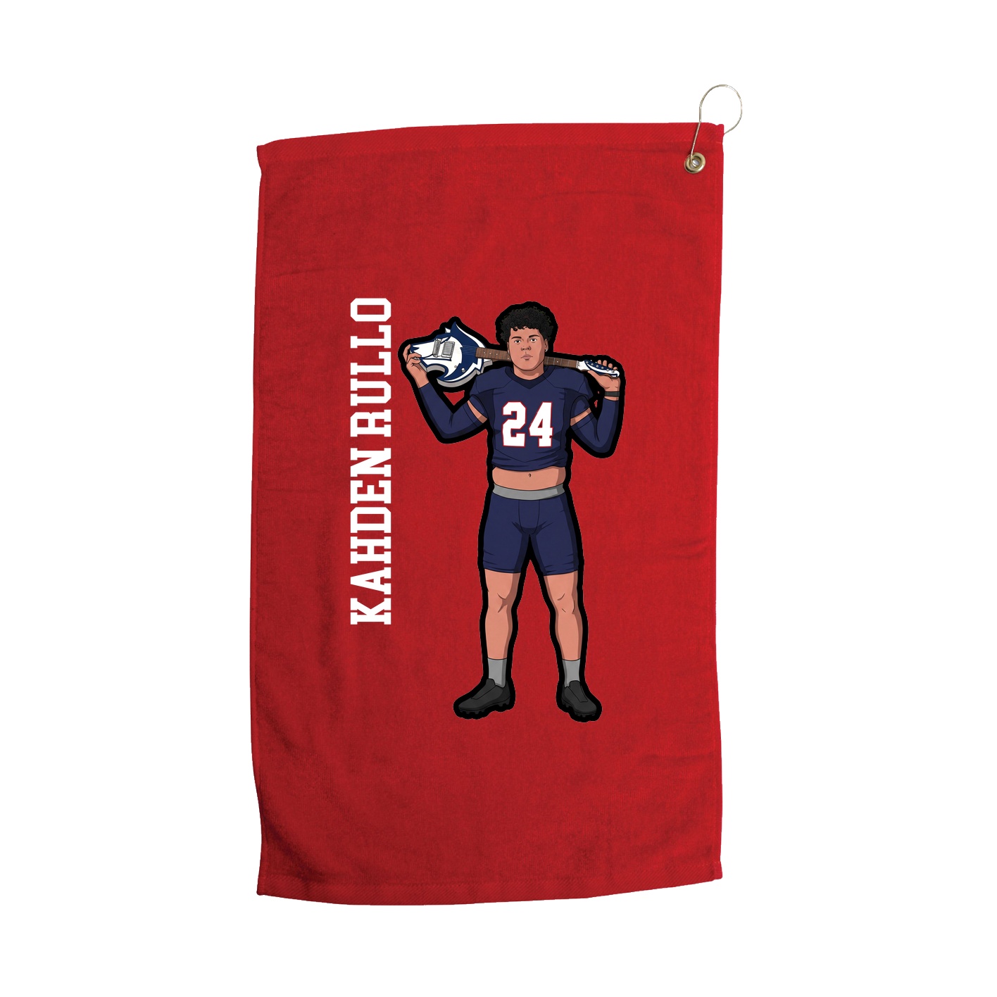 Golf Towel — Name Vertical in Red