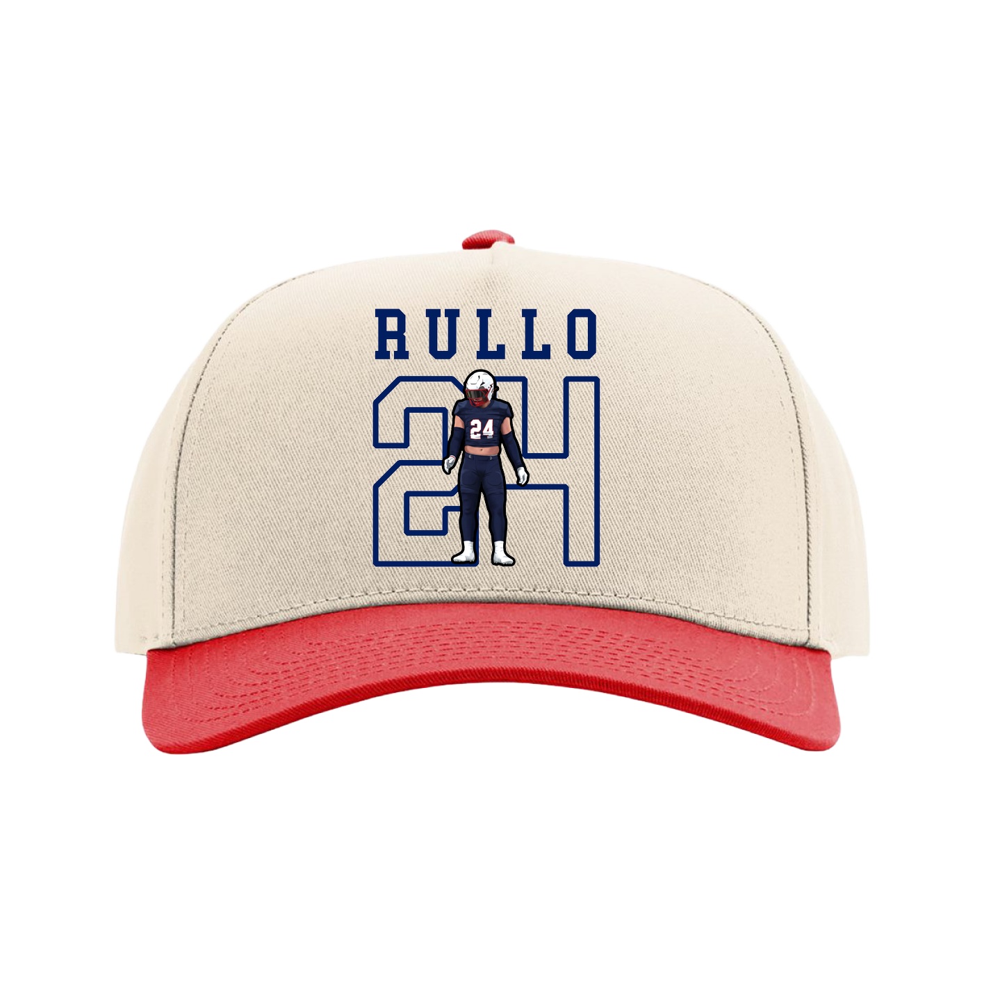 Full Fabric Five-Panel Champ Cap — Shirsey in Cream/Red