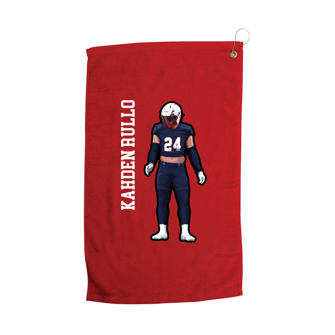 Golf Towel — Name Vertical in Red