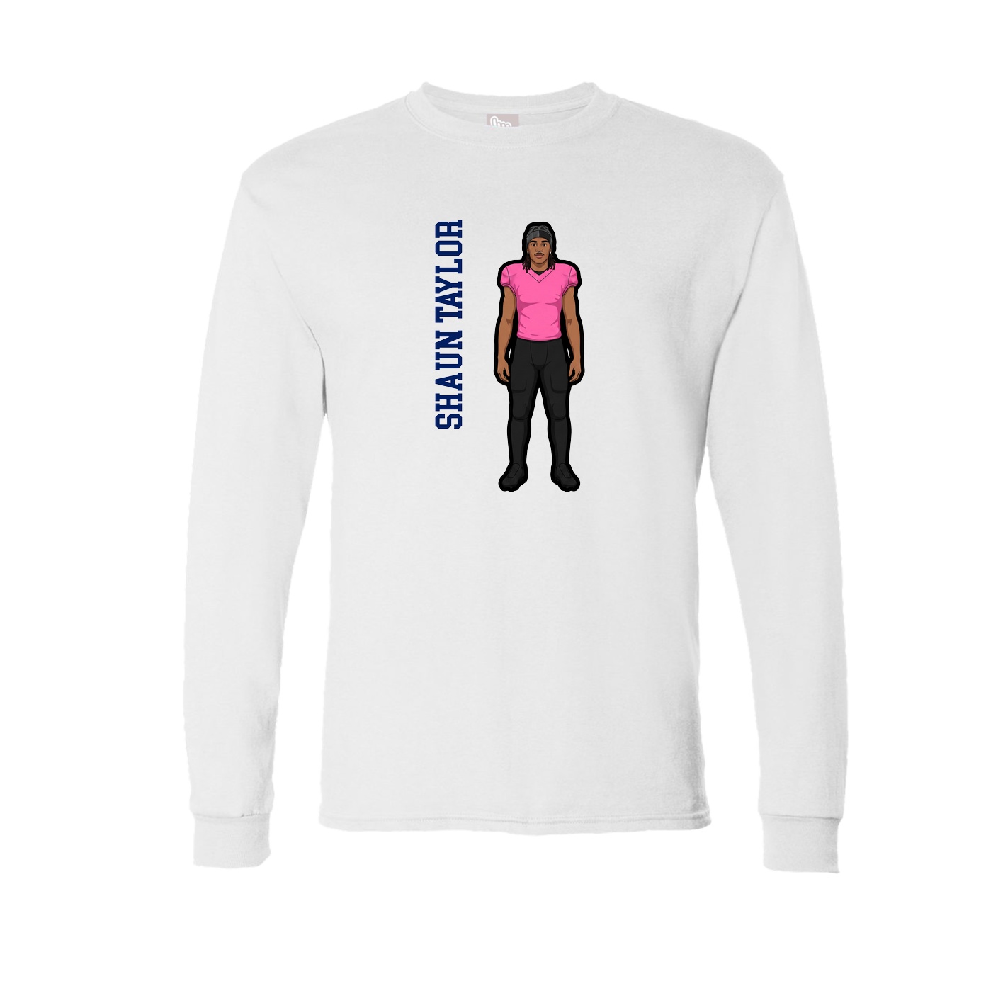 Long Sleeve Tee — Name Vertical in White
