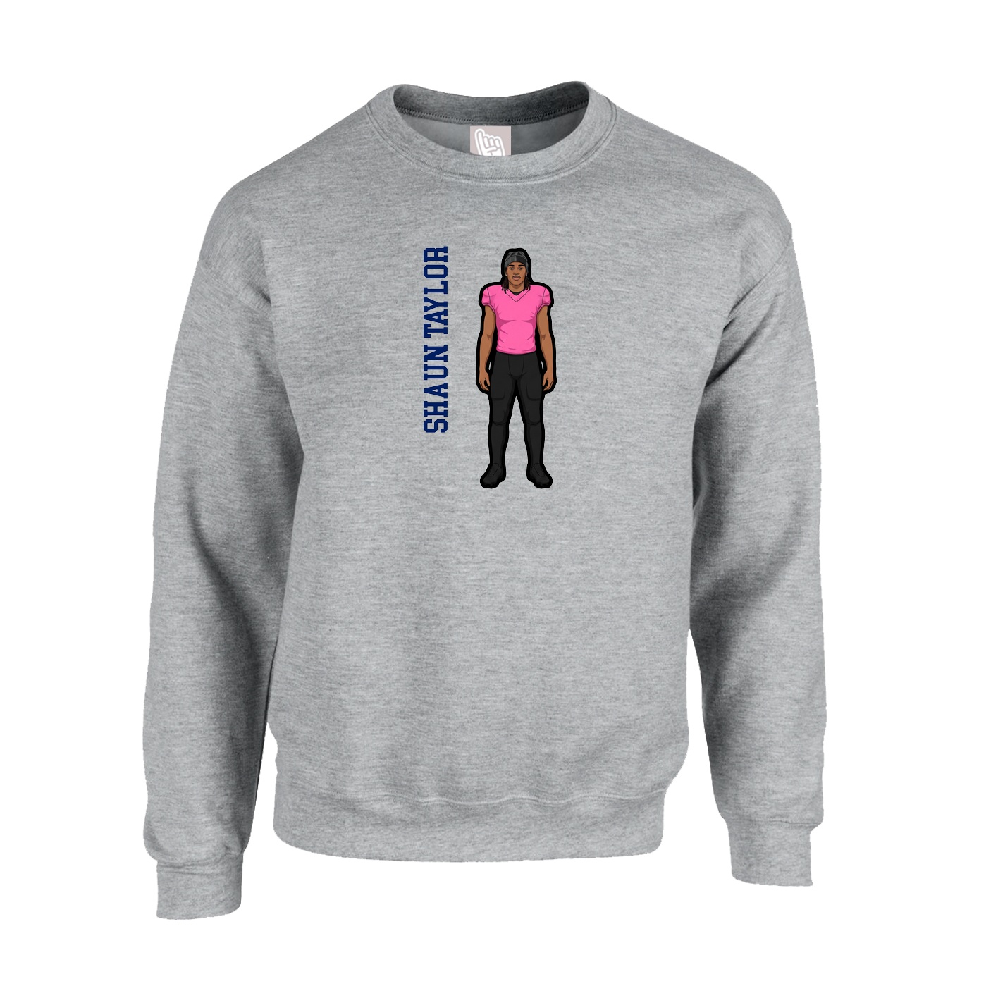 Fleece Crew — Name Vertical in Grey