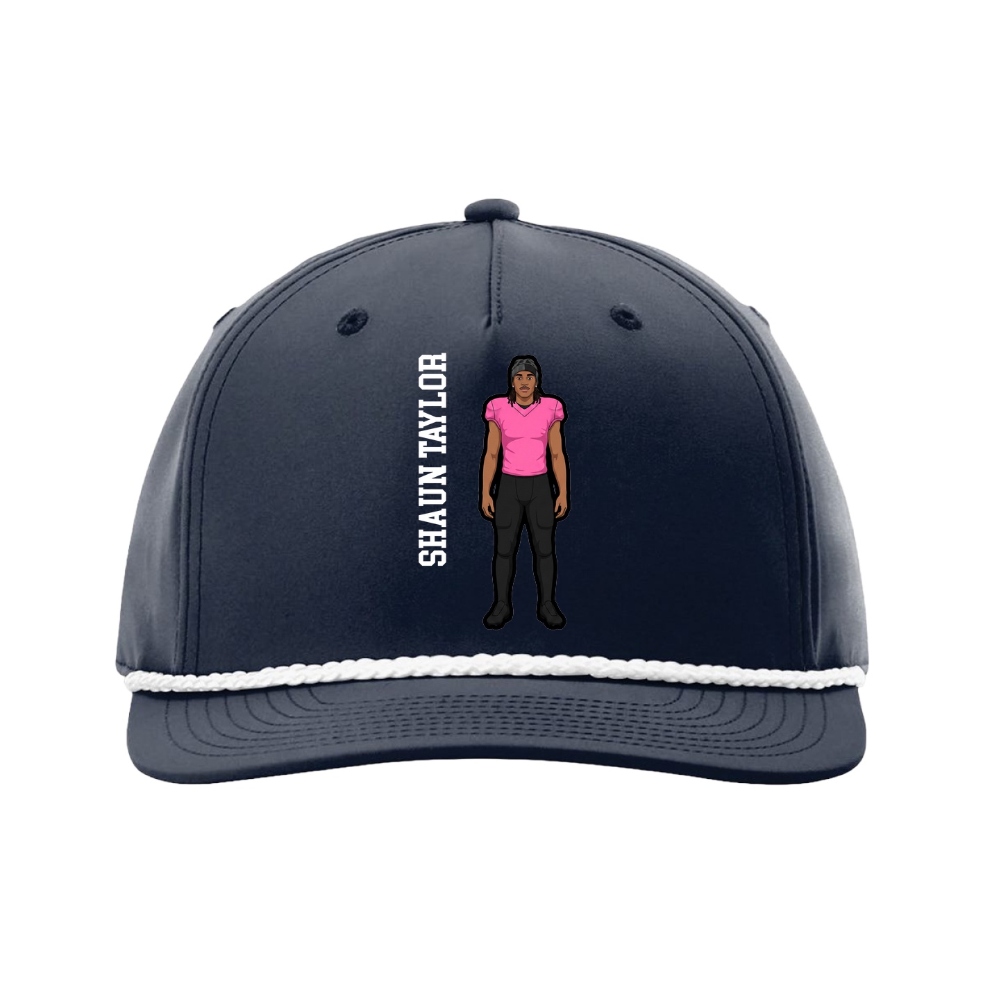 Five-Panel Classic Rope Cap — Name Vertical in Navy