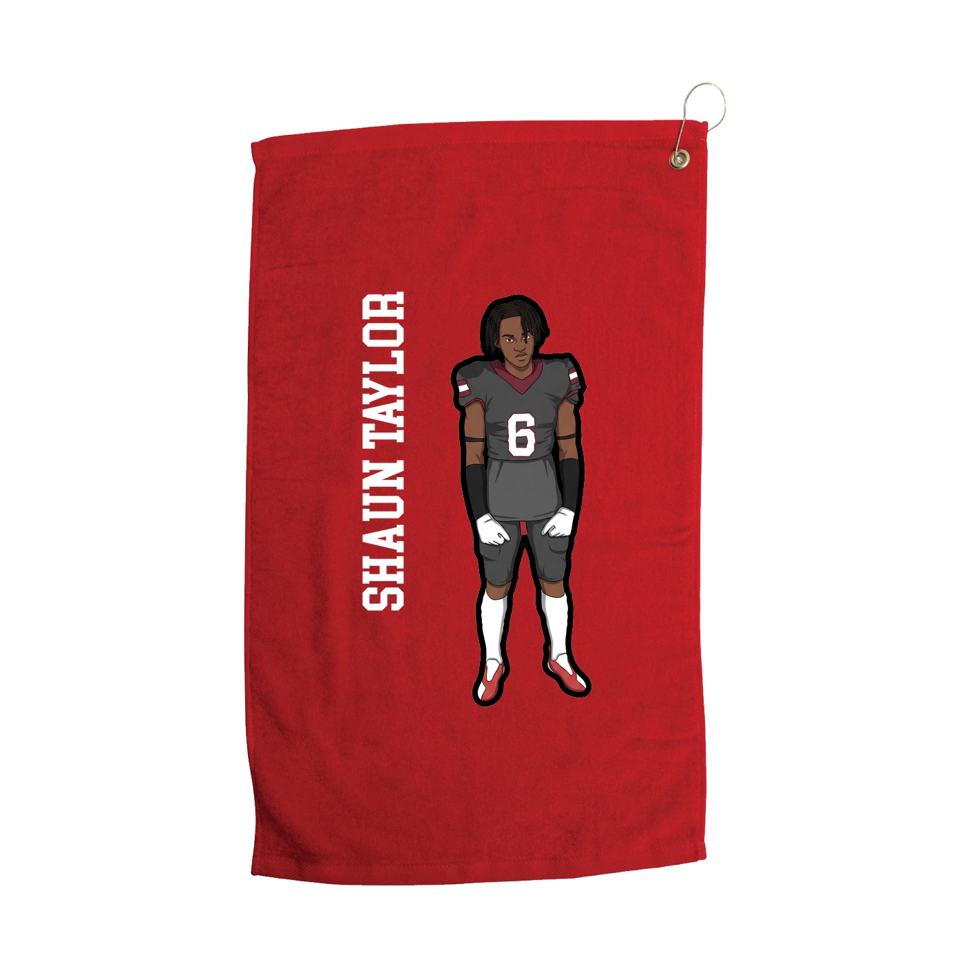 Golf Towel — Name Vertical in Red