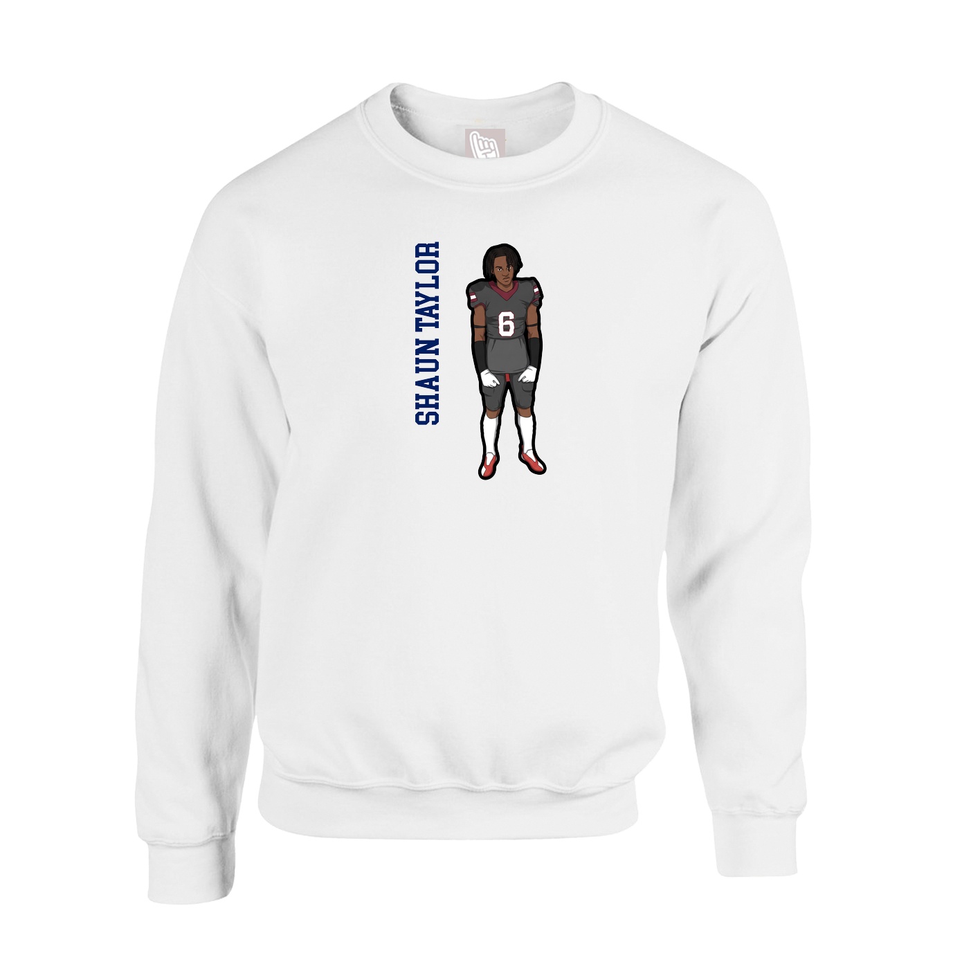 Fleece Crew — Name Vertical in White