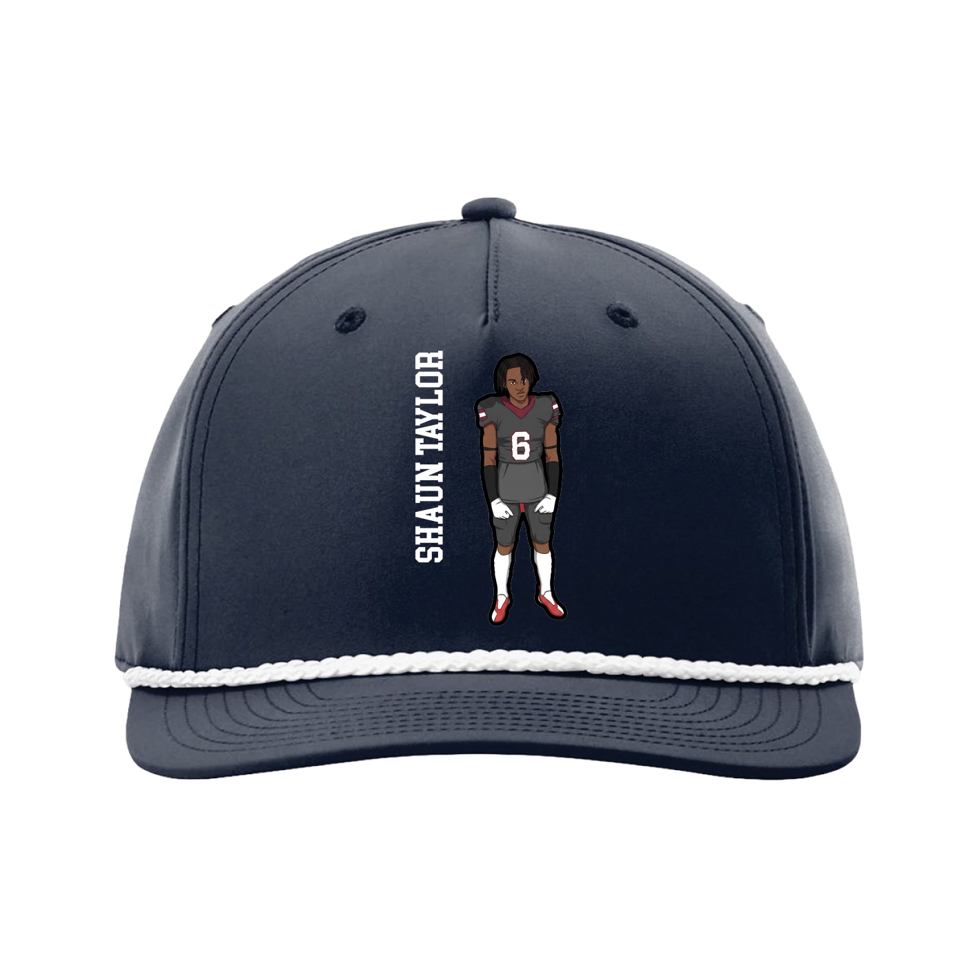 Five-Panel Classic Rope Cap — Name Vertical in Navy