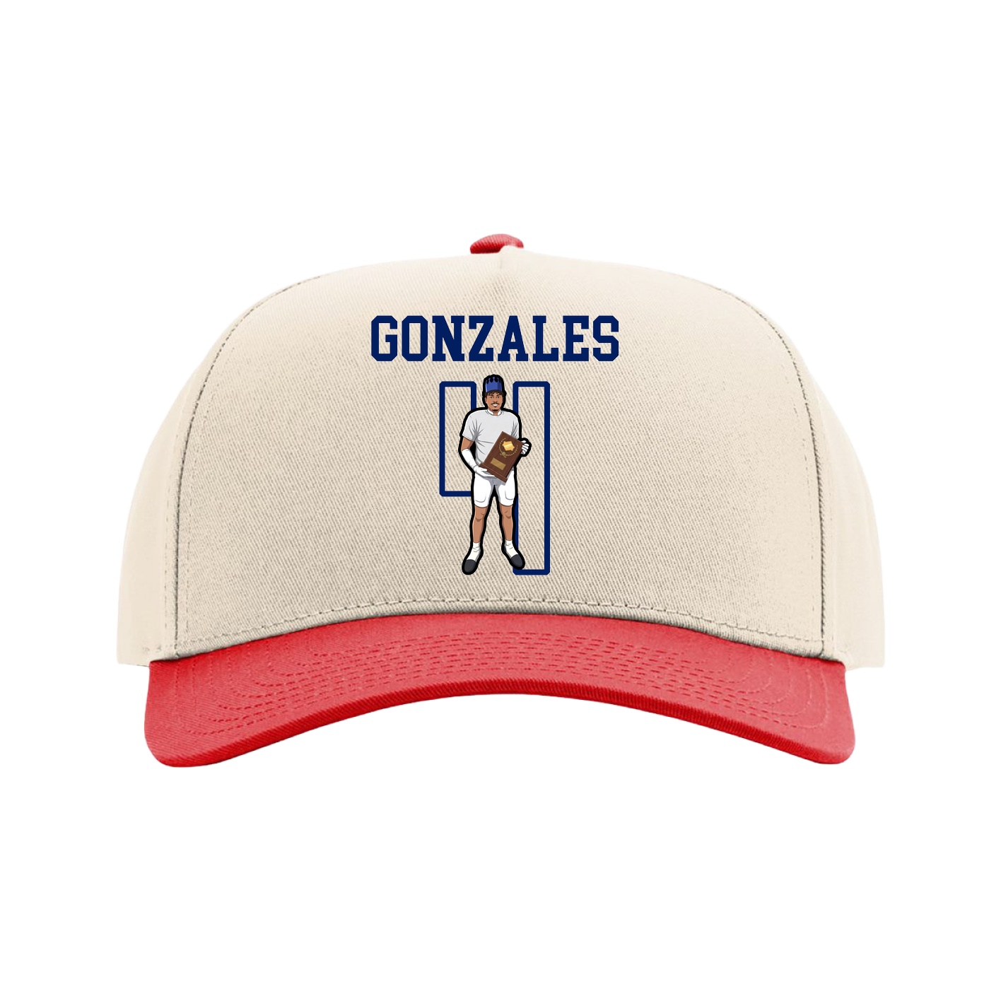 Full Fabric Five-Panel Champ Cap — Shirsey in Cream/Red