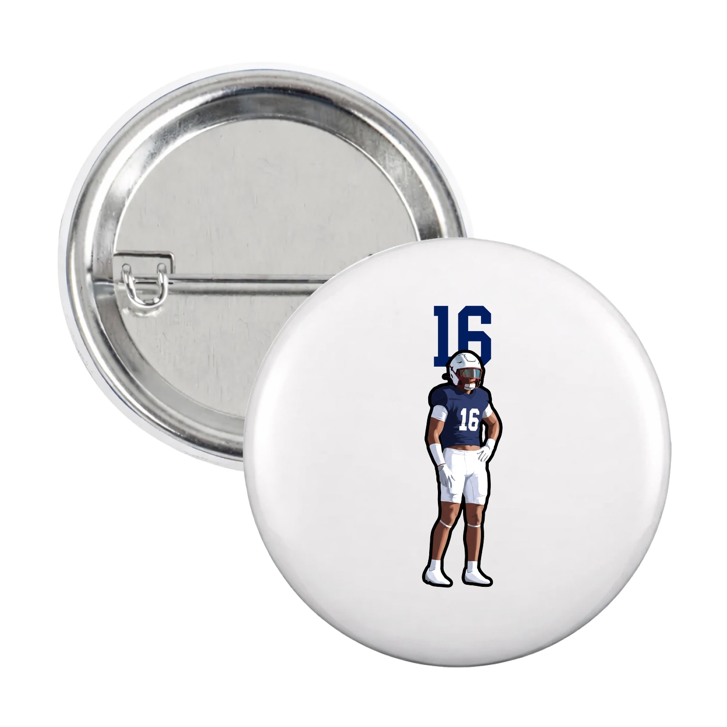 Game Day Button — Number Top in White