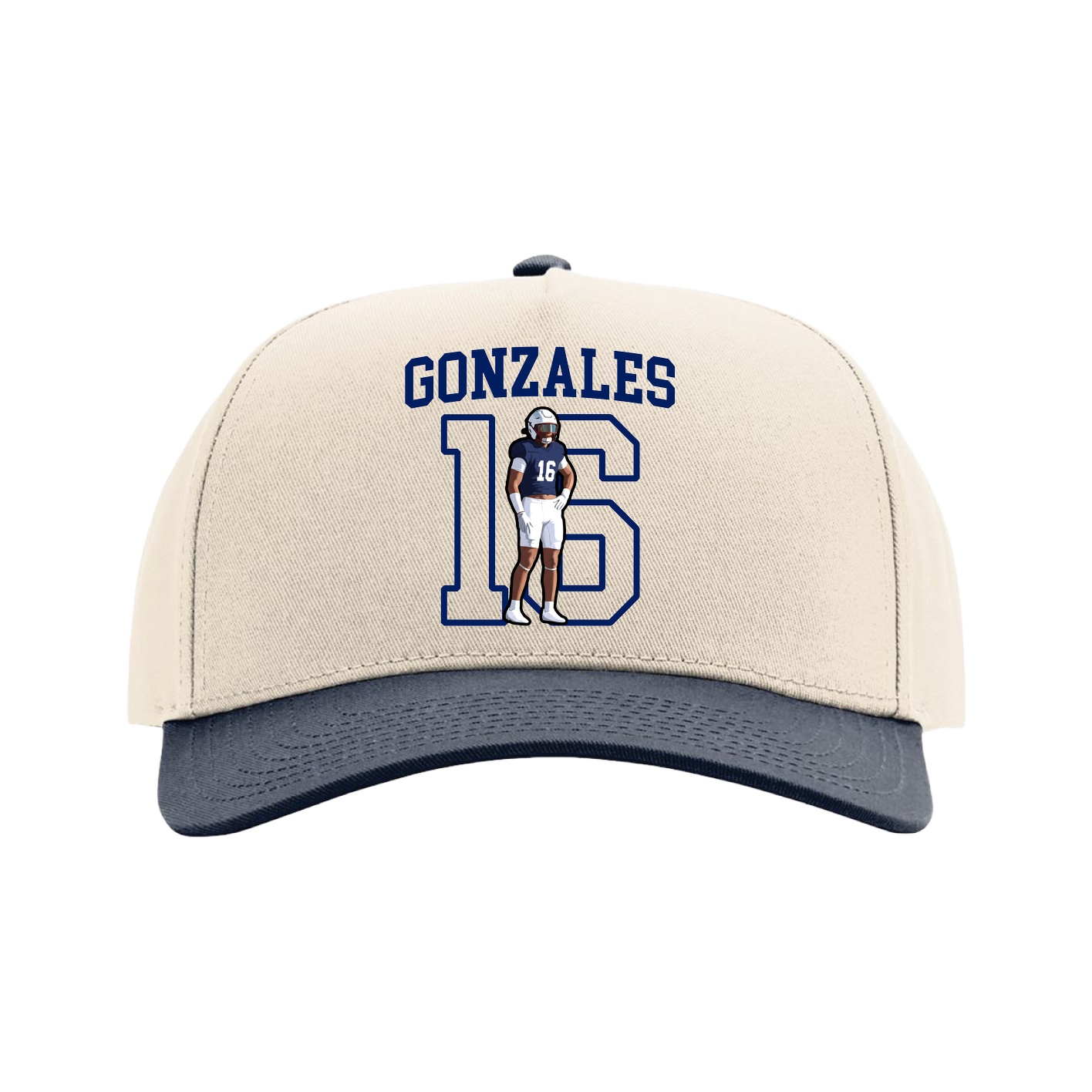 Full Fabric Five-Panel Champ Cap — Shirsey in Cream/Navy