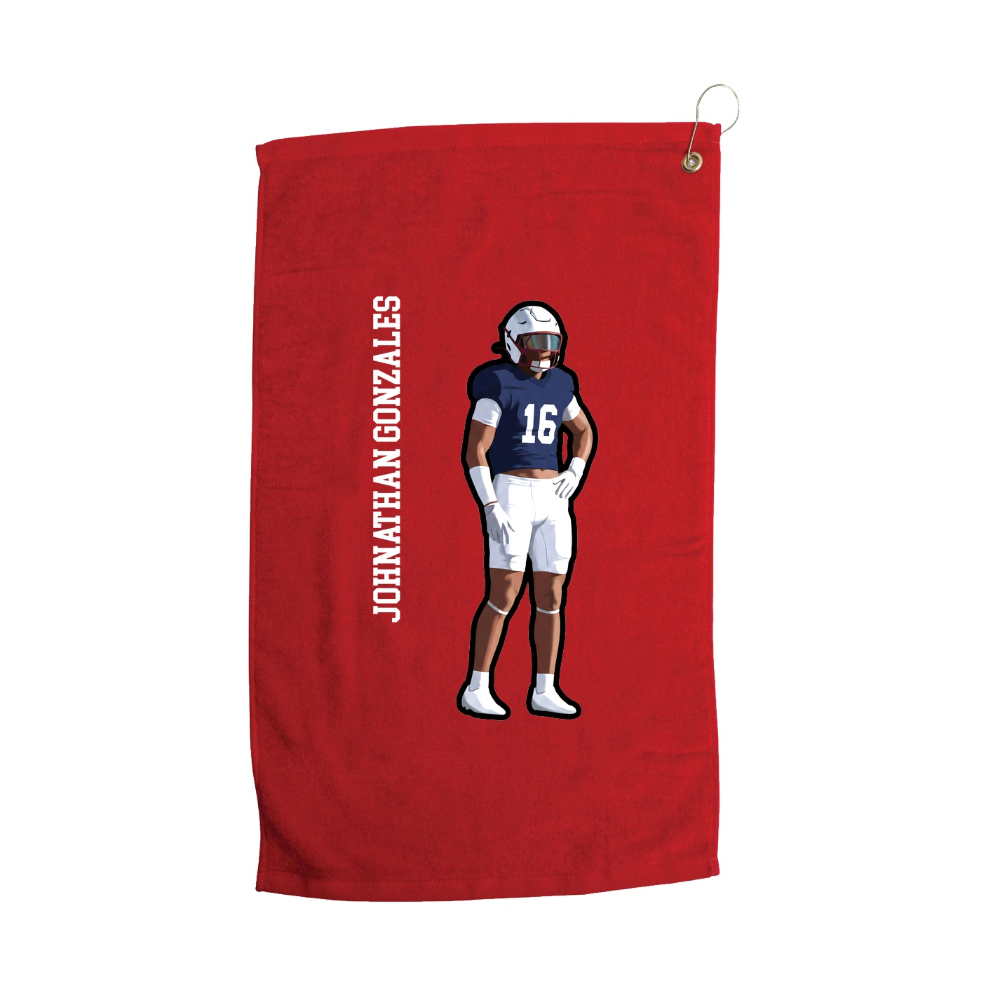 Golf Towel — Name Vertical in Red