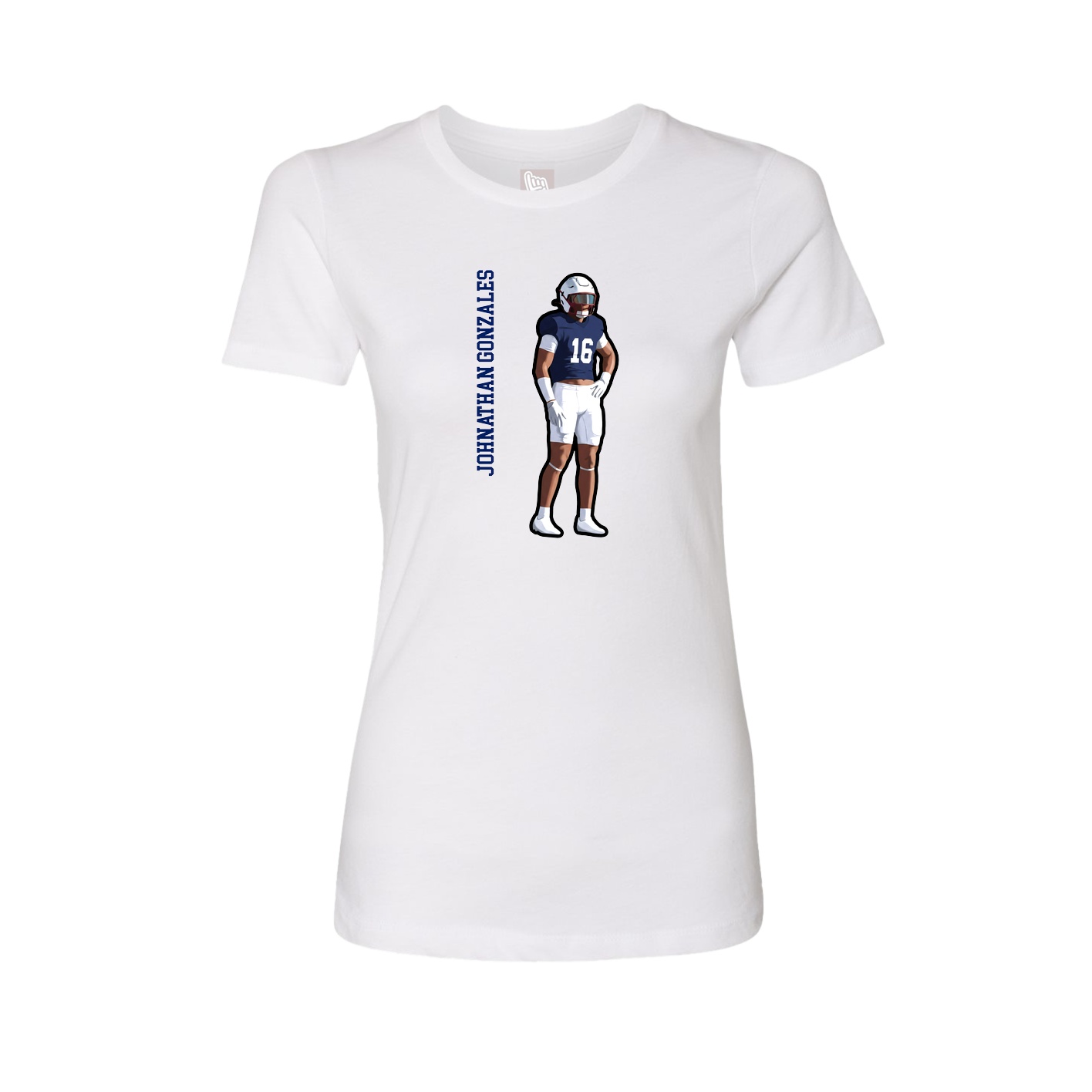 Womens Tee — Name Vertical in White