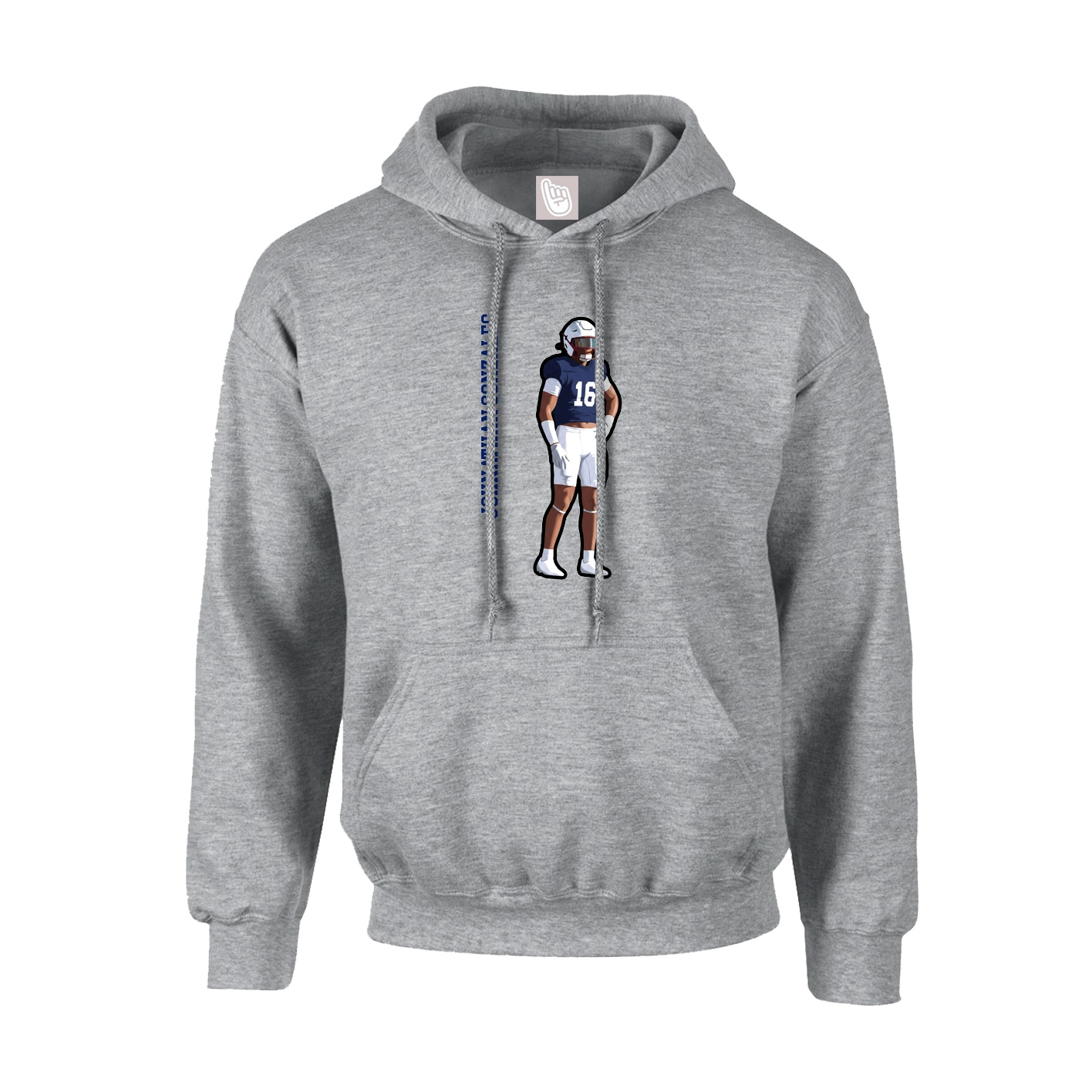 Youth Hoodie — Name Vertical in Grey